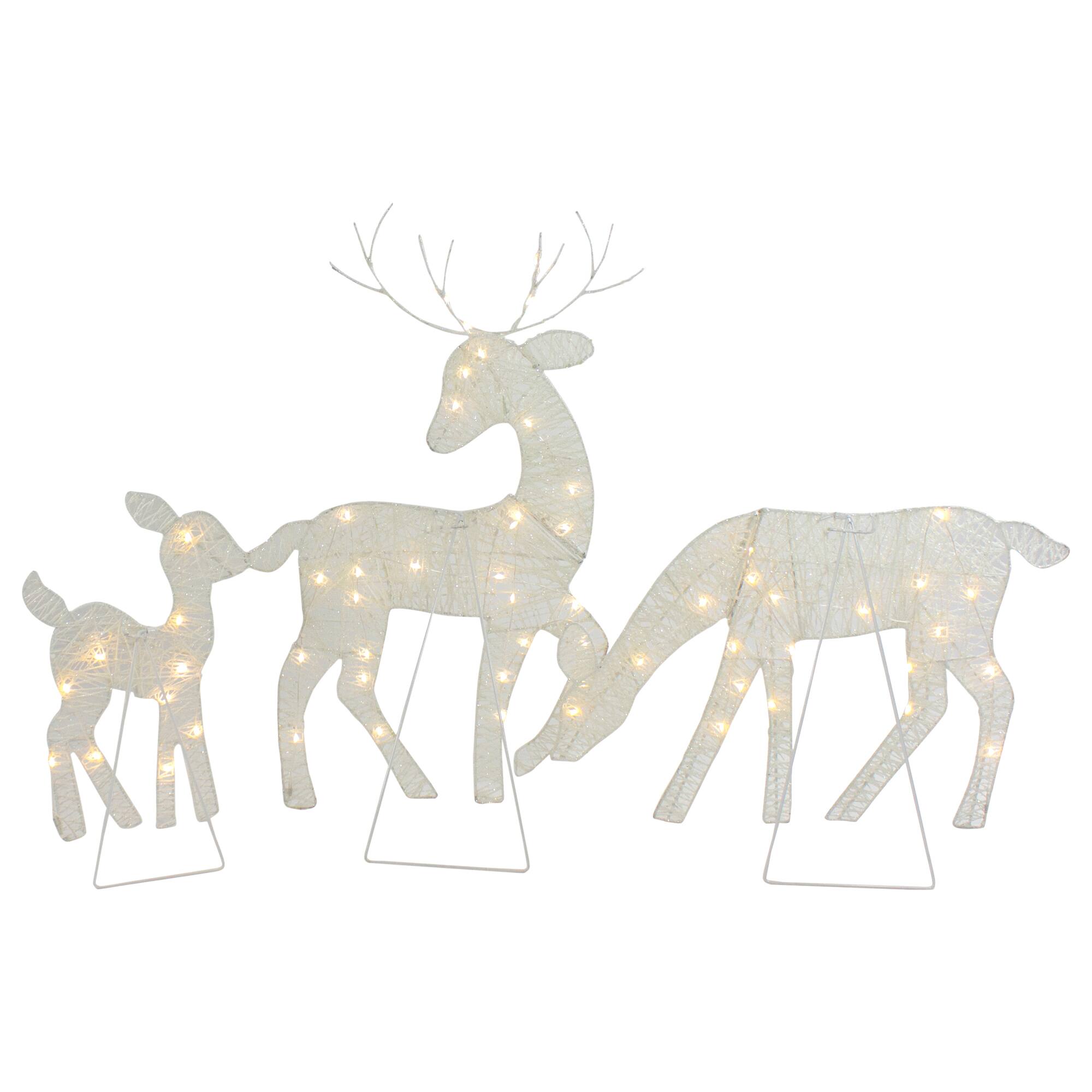 White LED Reindeer Family Outdoor Christmas Décor Set