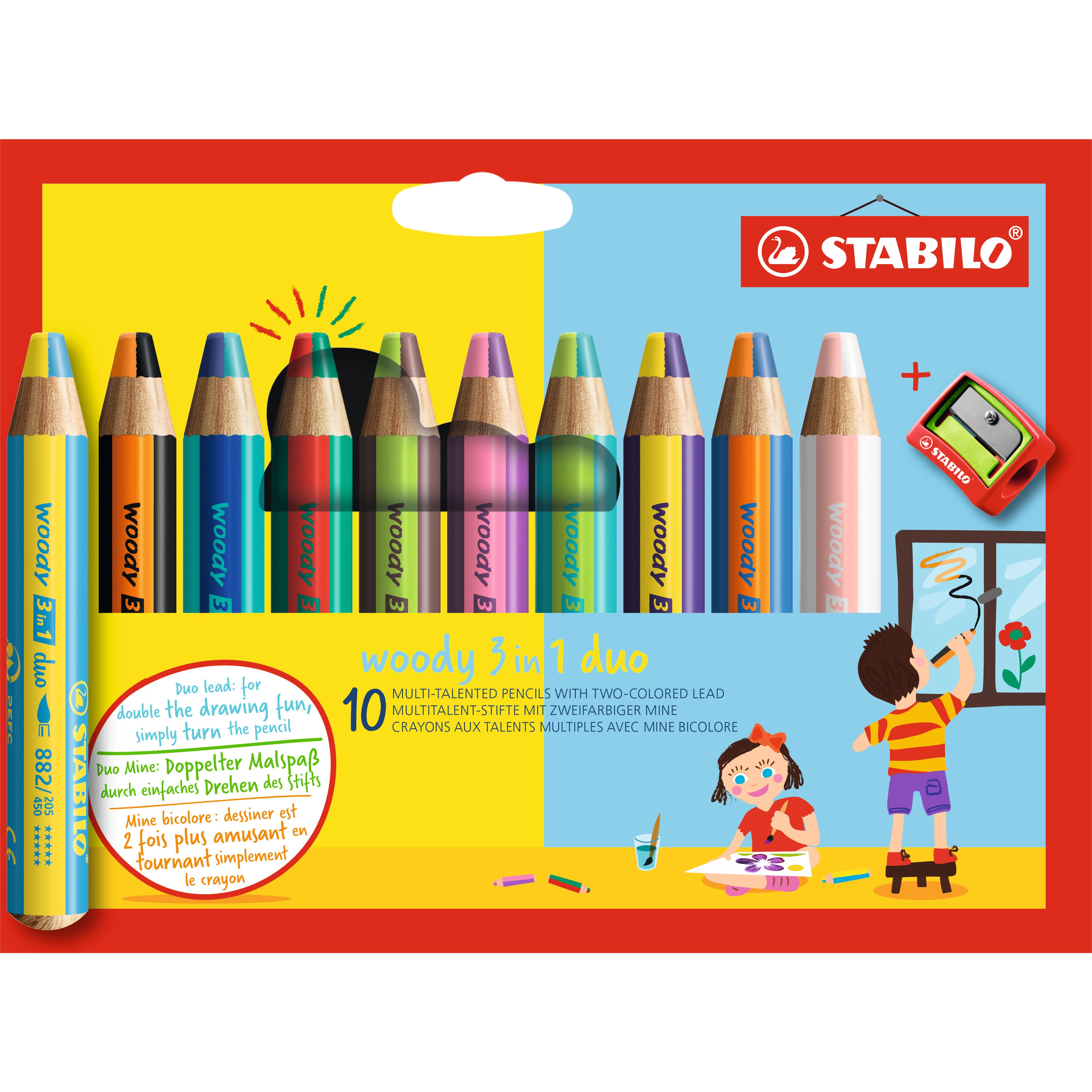 Stabilo&#xAE; Woody 3-in-1 Duo 11 Piece Colored Pencil Set
