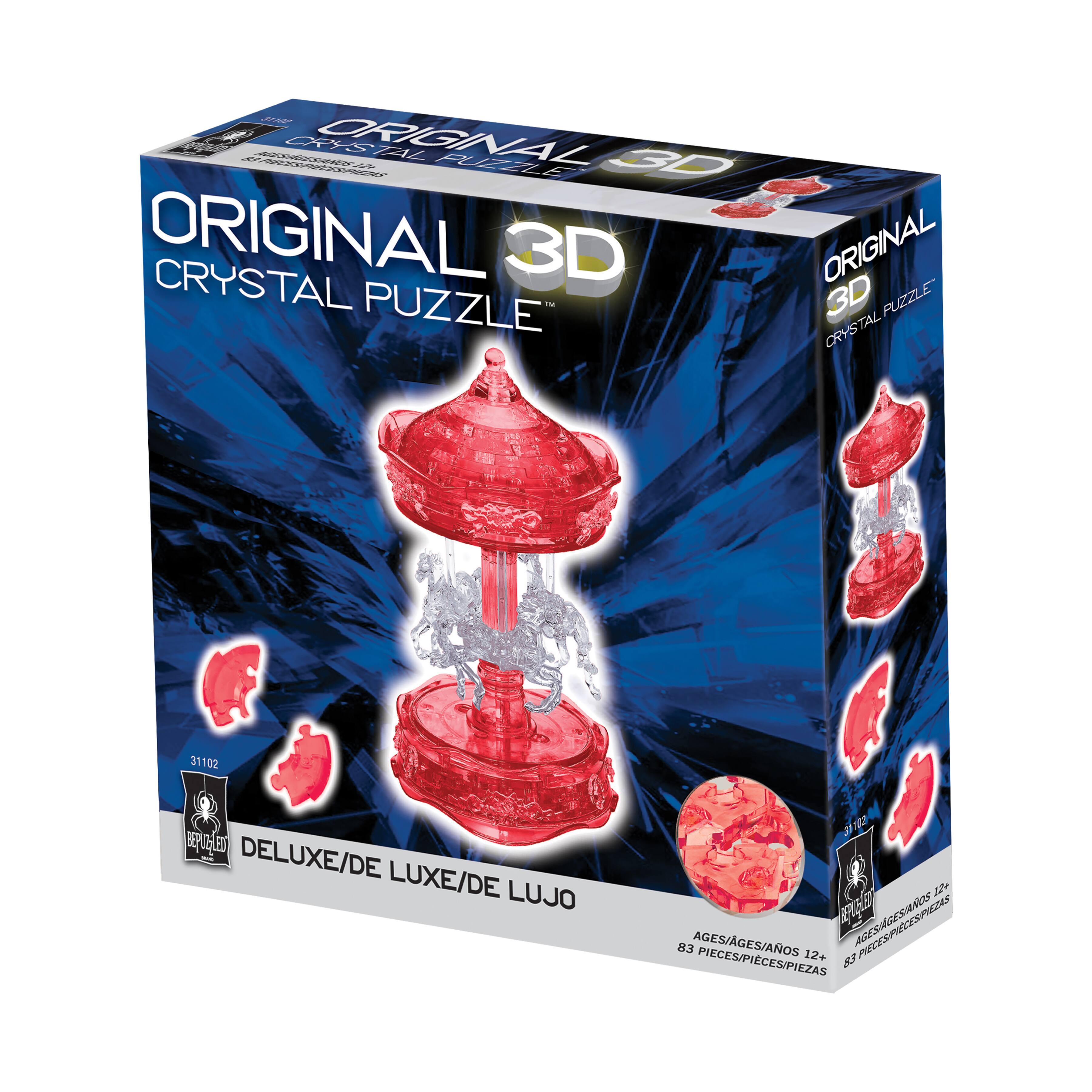 3D Crystal Puzzle - Carousel (White/Red): 83 Pcs