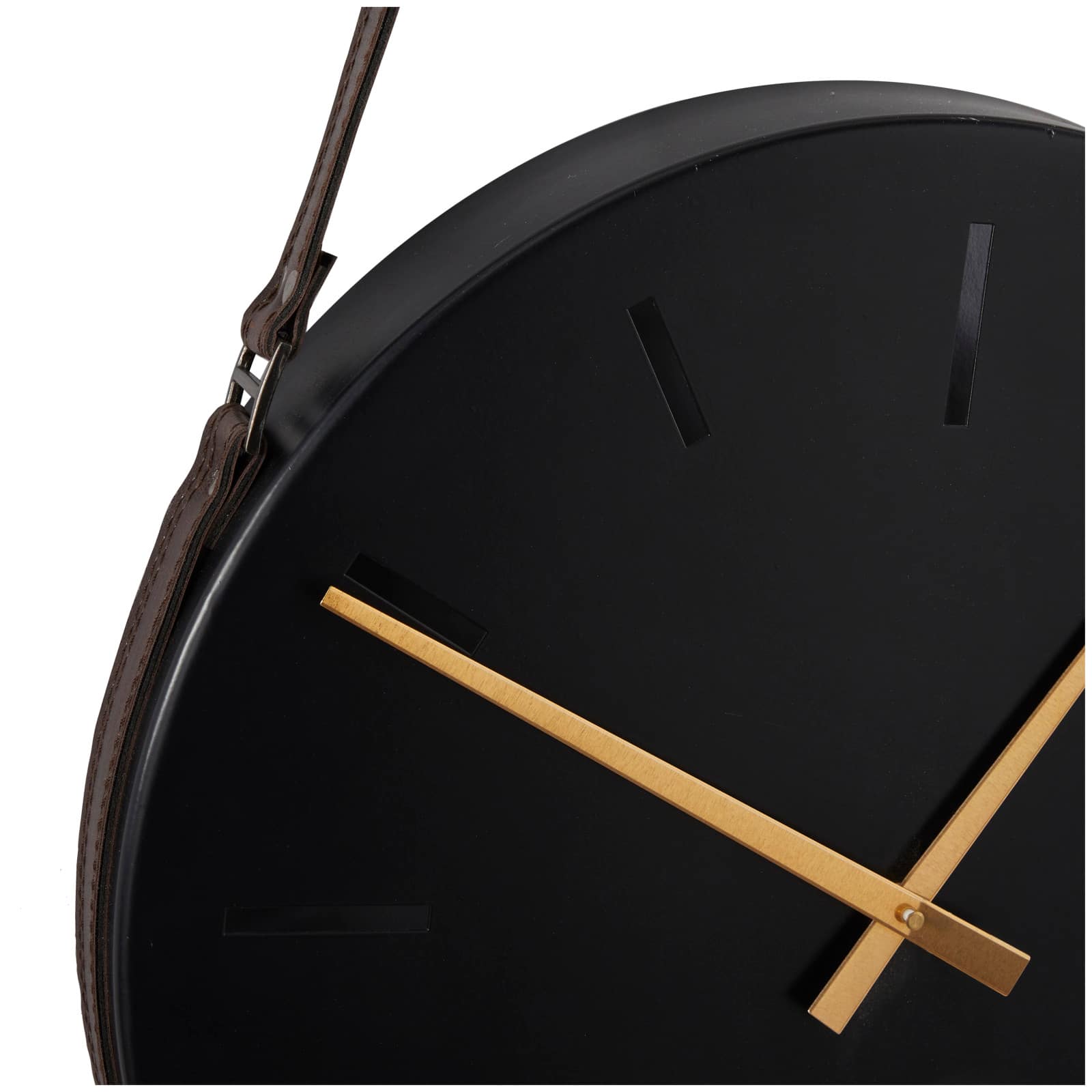 27&#x22; Black Stainless Steel Wall Clock with Leather Hanging Straps