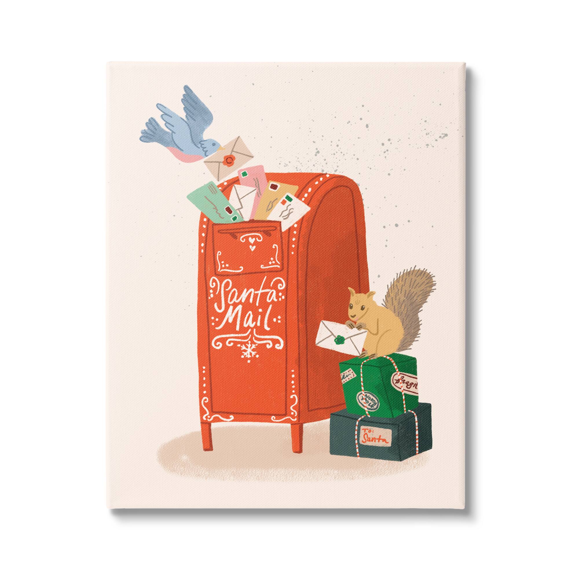 Stupell Industries Santa Mail Holiday Parcels Letters Canvas Wall Art