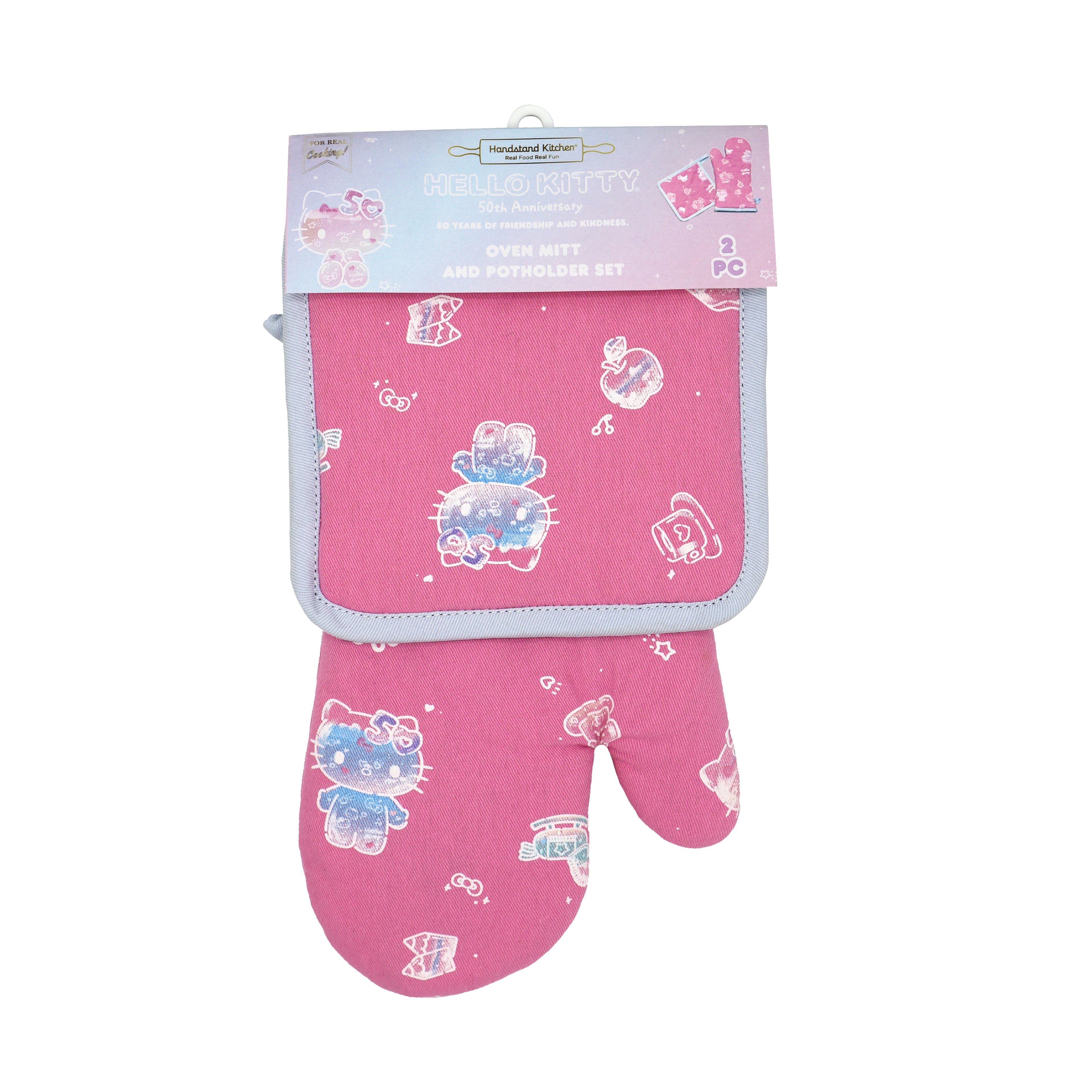 Handstand Kitchen Hello Kitty&#xAE; 50th Anniversary Oven Mitt &#x26; Potholder Set