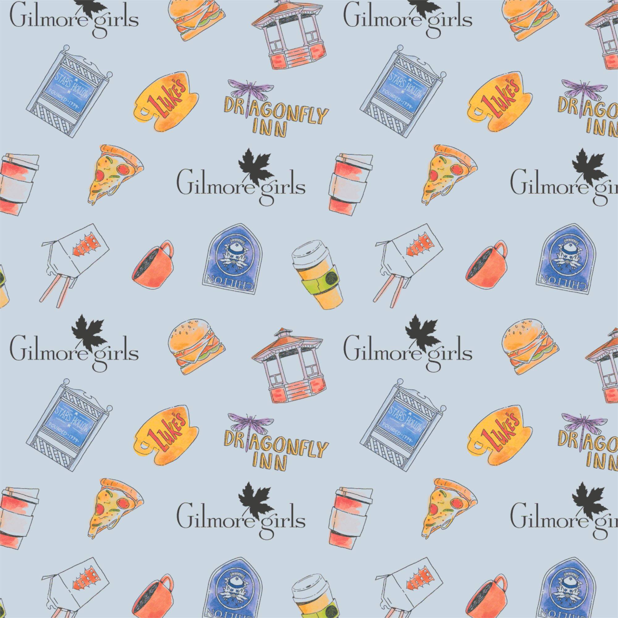 Bluey with Music Notes on Dark Blue Cotton Fabric