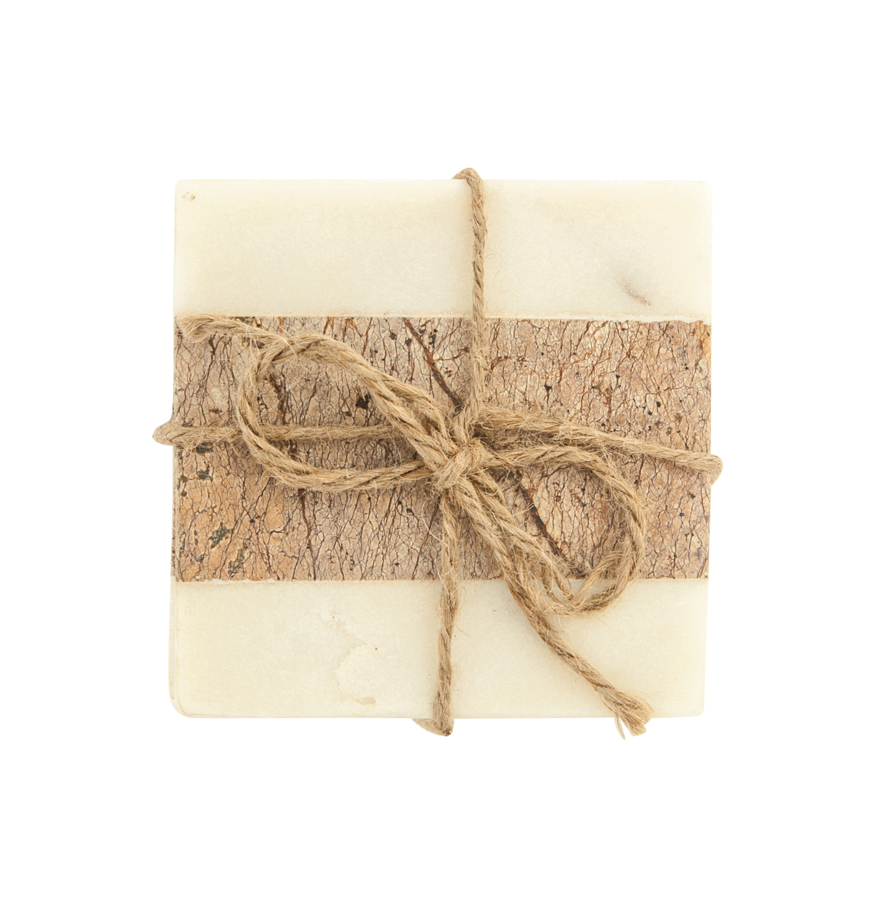 Square Marble Coasters with Jute String Set