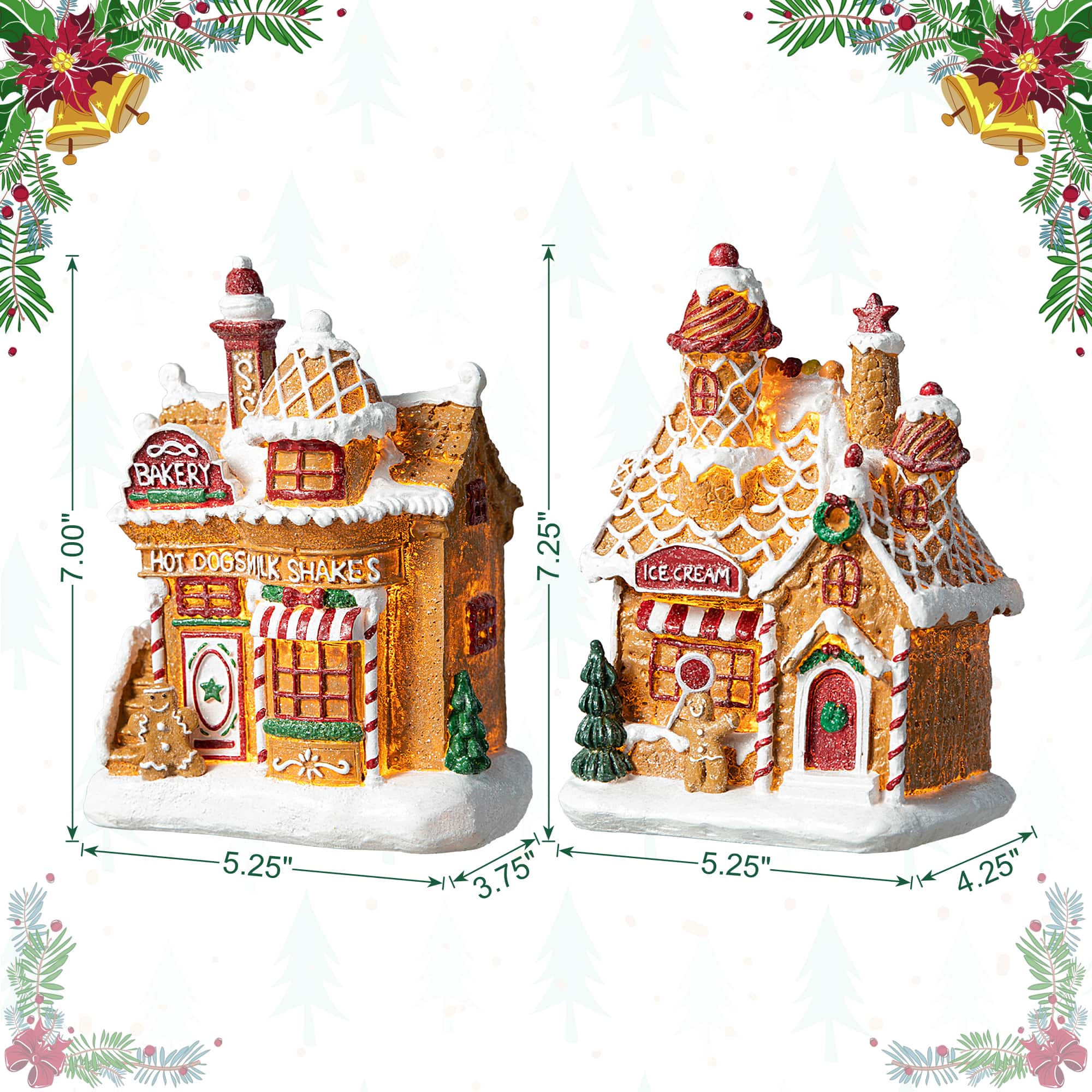 Glitzhome&#xAE; Light-Up Christmas Gingerbread House Table D&#xE9;cor Set
