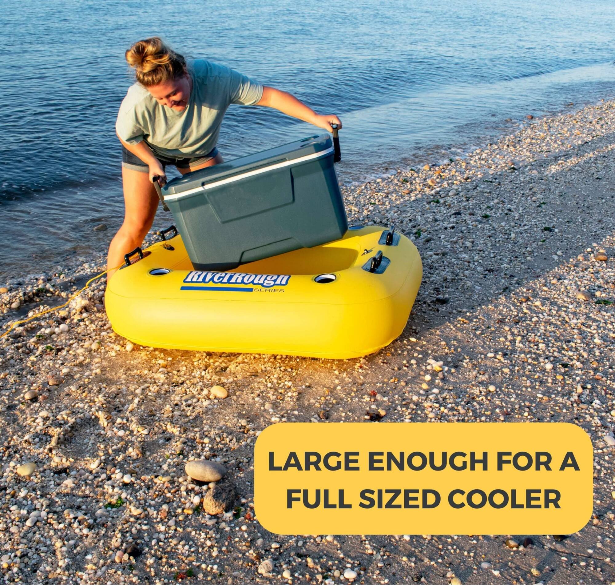 55&#x22; Inflatable Yellow &#x26; Black Swimming Pool Cooler Raft Float