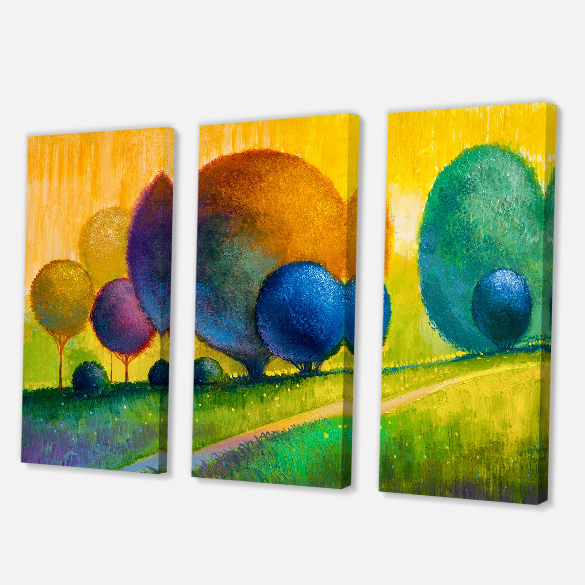 Designart - Colourful Ornamental Trees III - Modern Canvas Wall Art Print