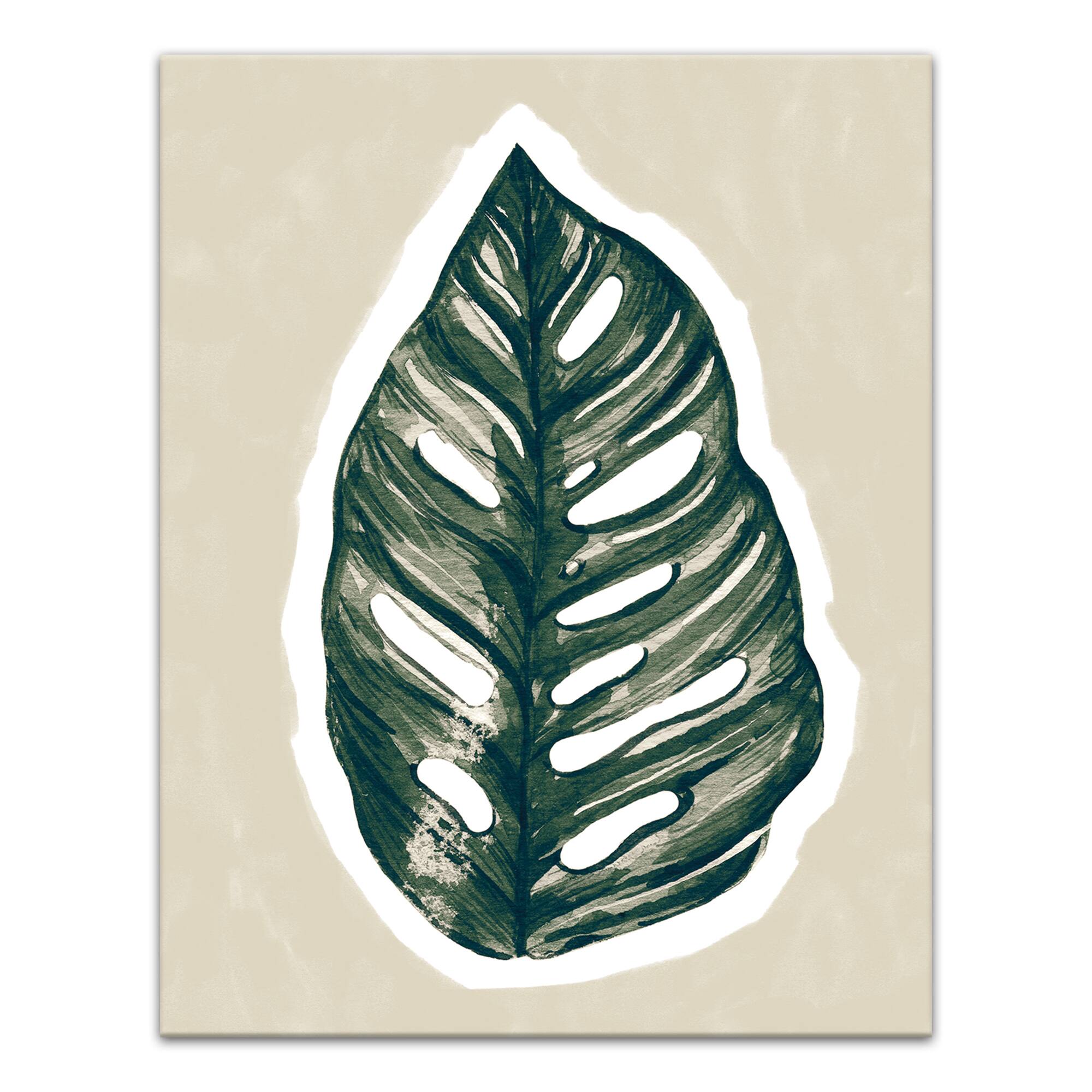 Navy Tropical Leaf 11" x 14" Canvas Wall Art