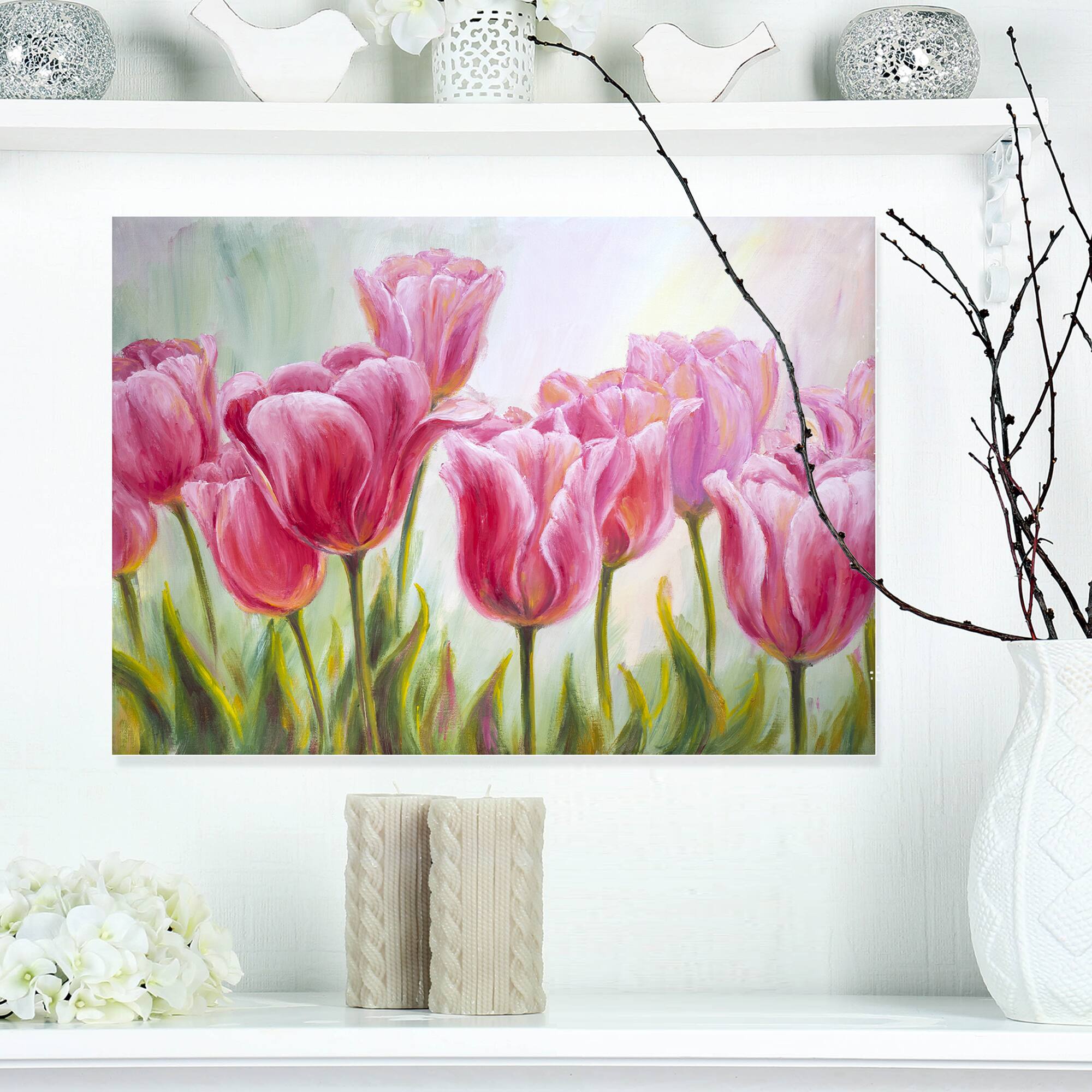 Designart - Tulips in a Row - Floral Art Canvas Print