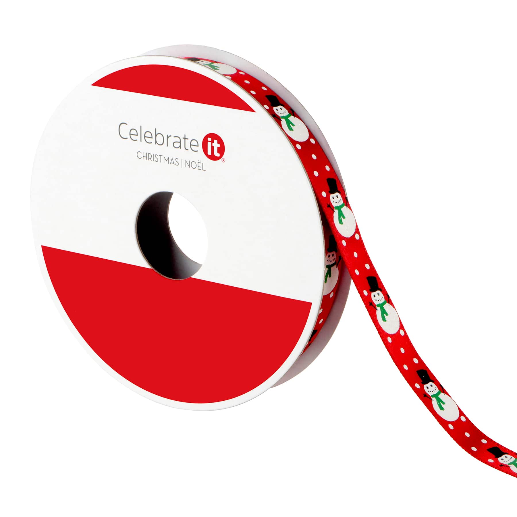 3/8&#x22; x 12ft. Red Snowman Ribbon by Celebrate It&#xAE; Christmas