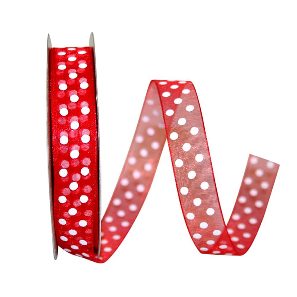 The Ribbon Roll 5/8" x 25yd. Sheer Swiss Dots Ribbon