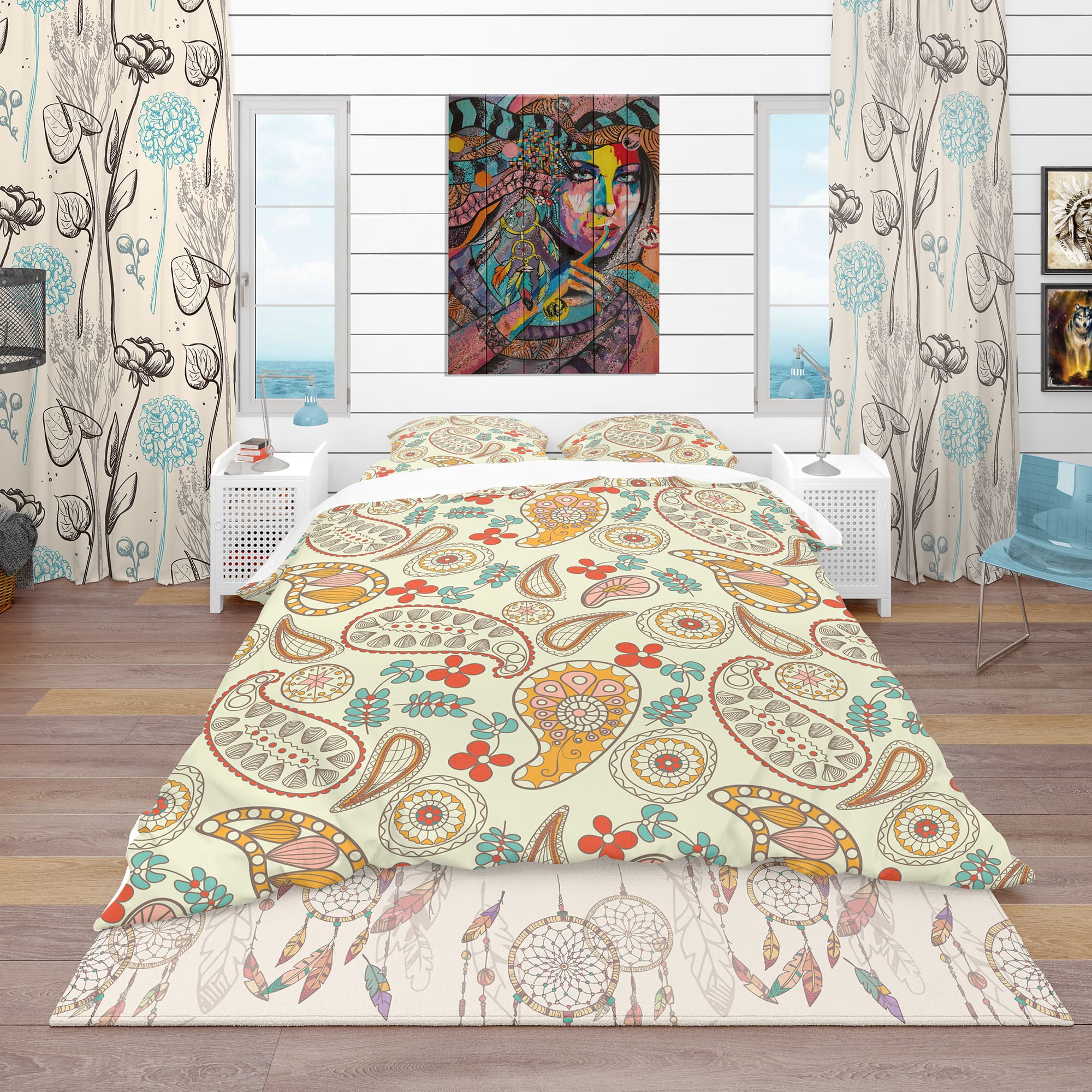 Designart &#x27;Paisley Pattern&#x27; Vintage Bedding Set - Duvet Cover &#x26; Shams