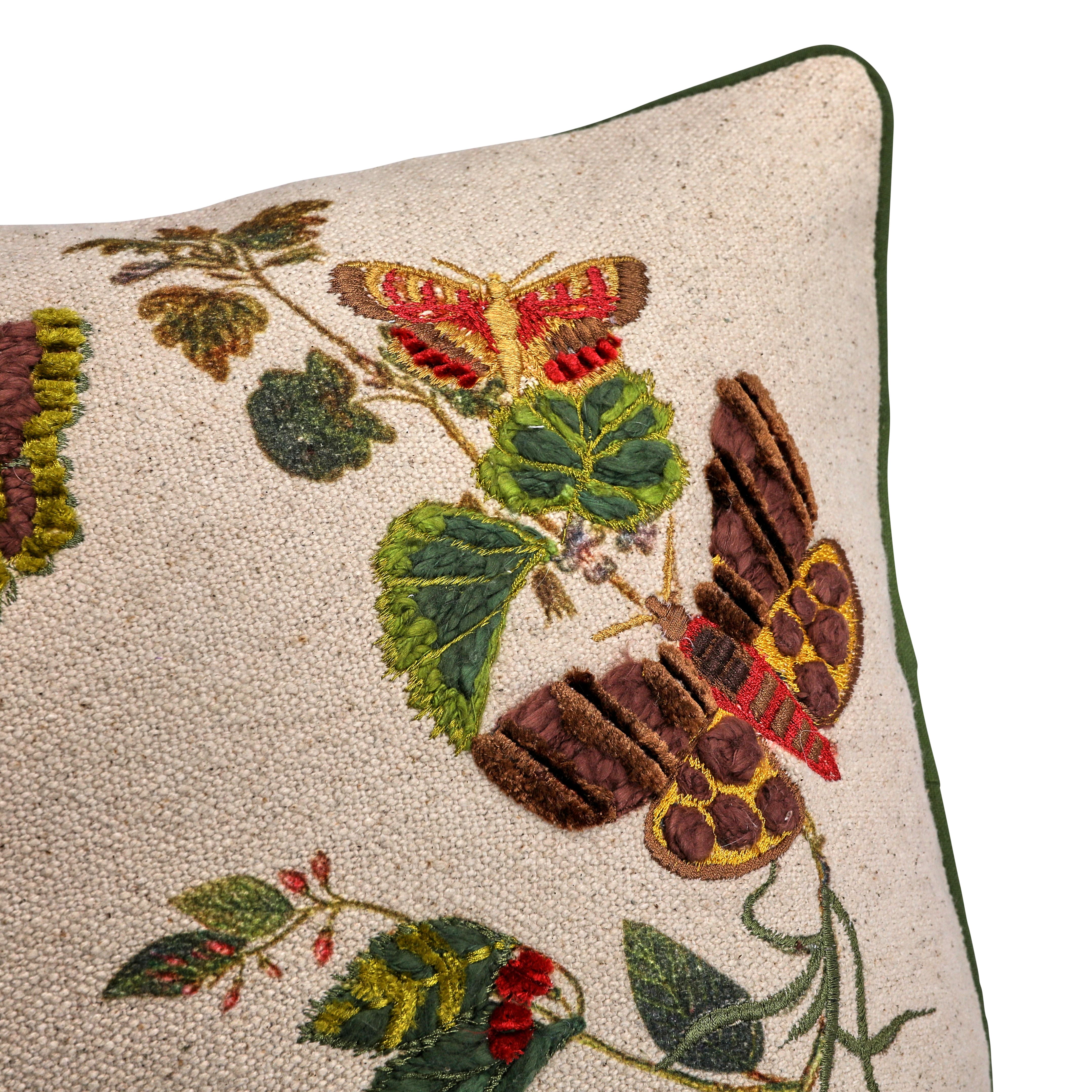 Hello Honey&#xAE; Multicolor Embroidered Butterflies &#x26; Flowers Lumbar Pillow