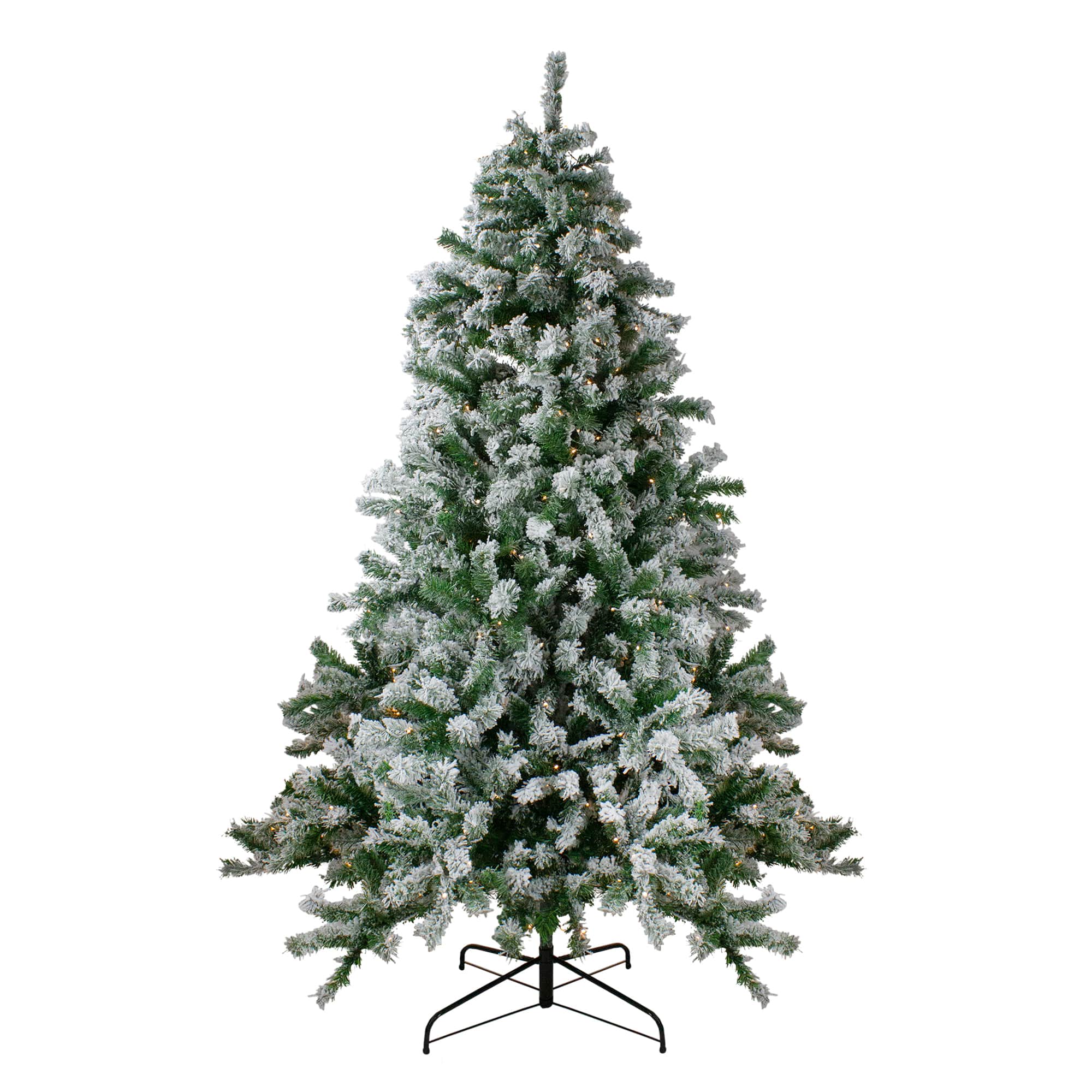 7.5ft. Pre-Lit Flocked Winter Park Fir Artificial Christmas Tree, Warm Clear LED Lights