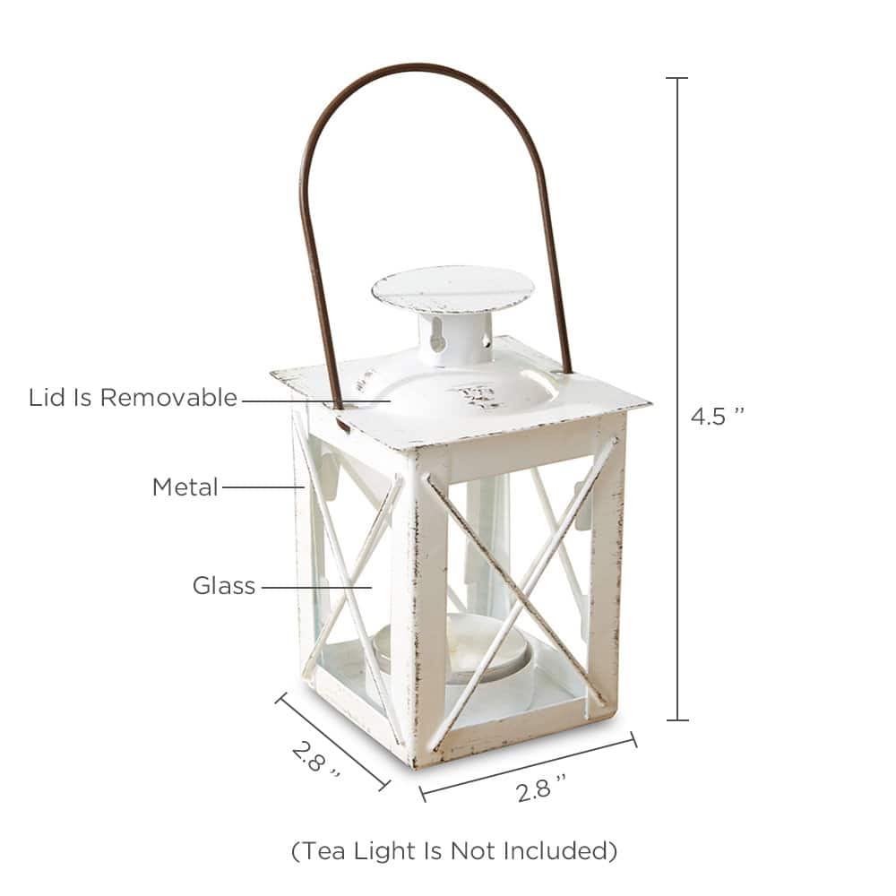 Kate Aspen&#xAE; Luminous Distressed White Lantern Tea Light Holder, 4ct.