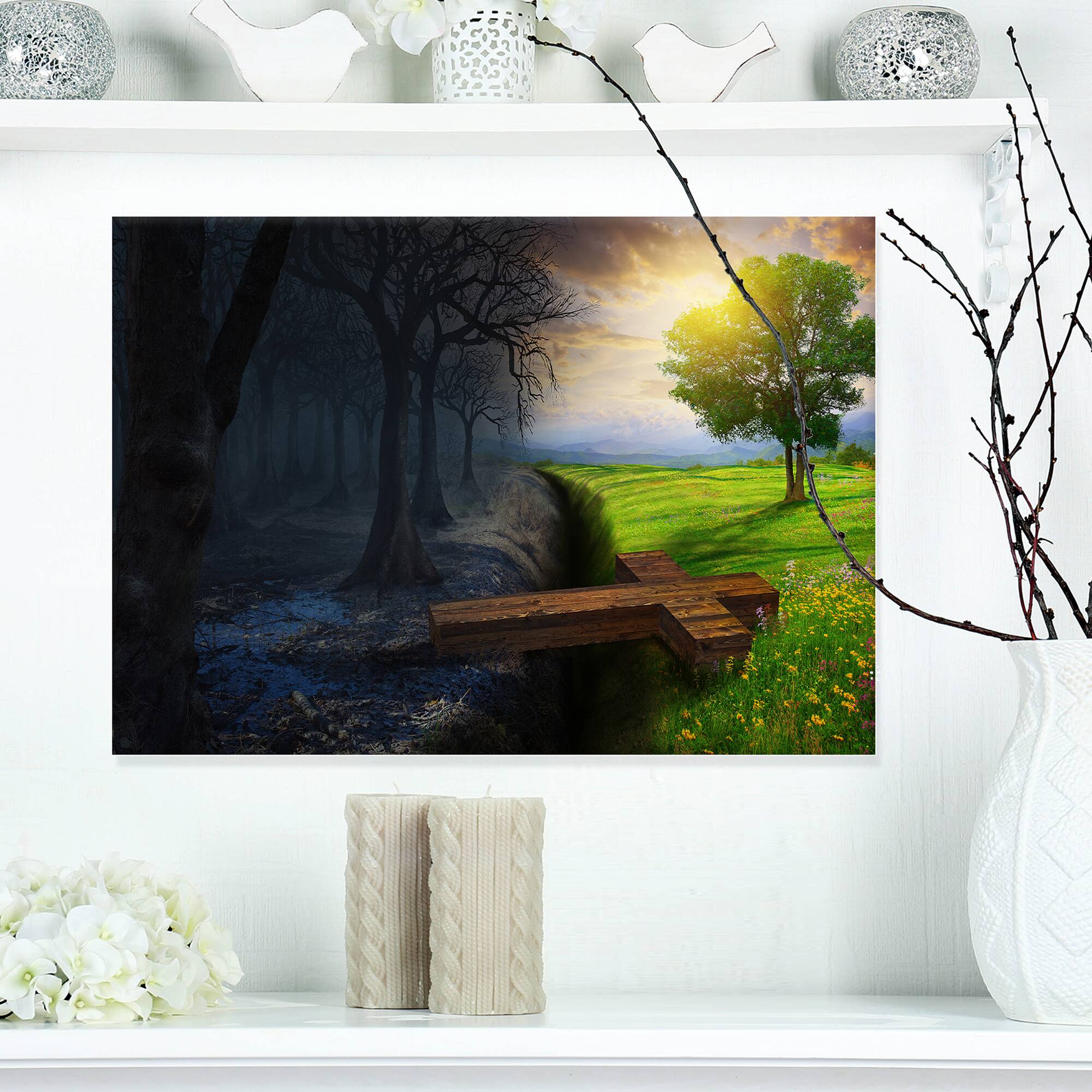 Designart - Crossing the gap - Religious Art on Wrapped Canvas