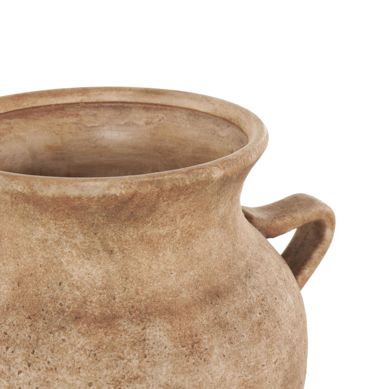 12.25" Copper Ceramic Antique Style Textured Vase with Handles