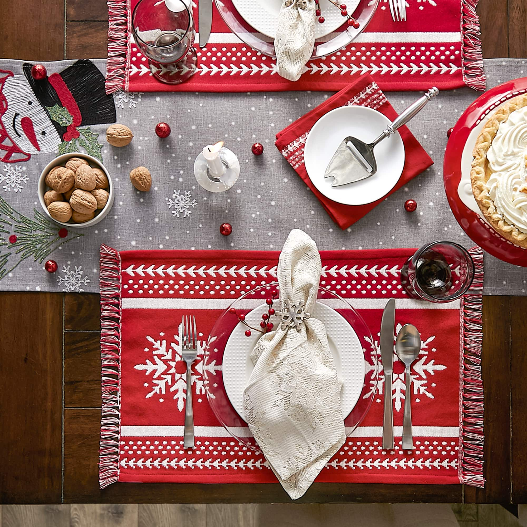 DII&#xAE; Nordic Snowflake Stripe Jacquard Placemats, 4ct.