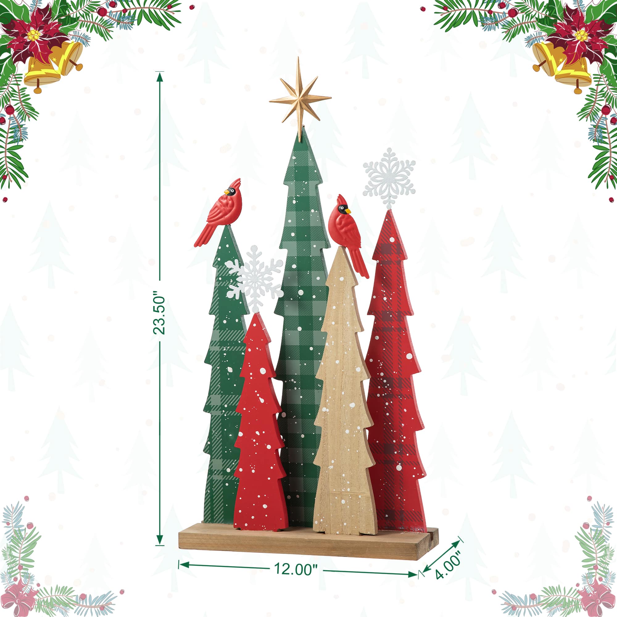 Glitzhome&#xAE; 23.5&#x22; Wooden Christmas Tree Table D&#xE9;cor