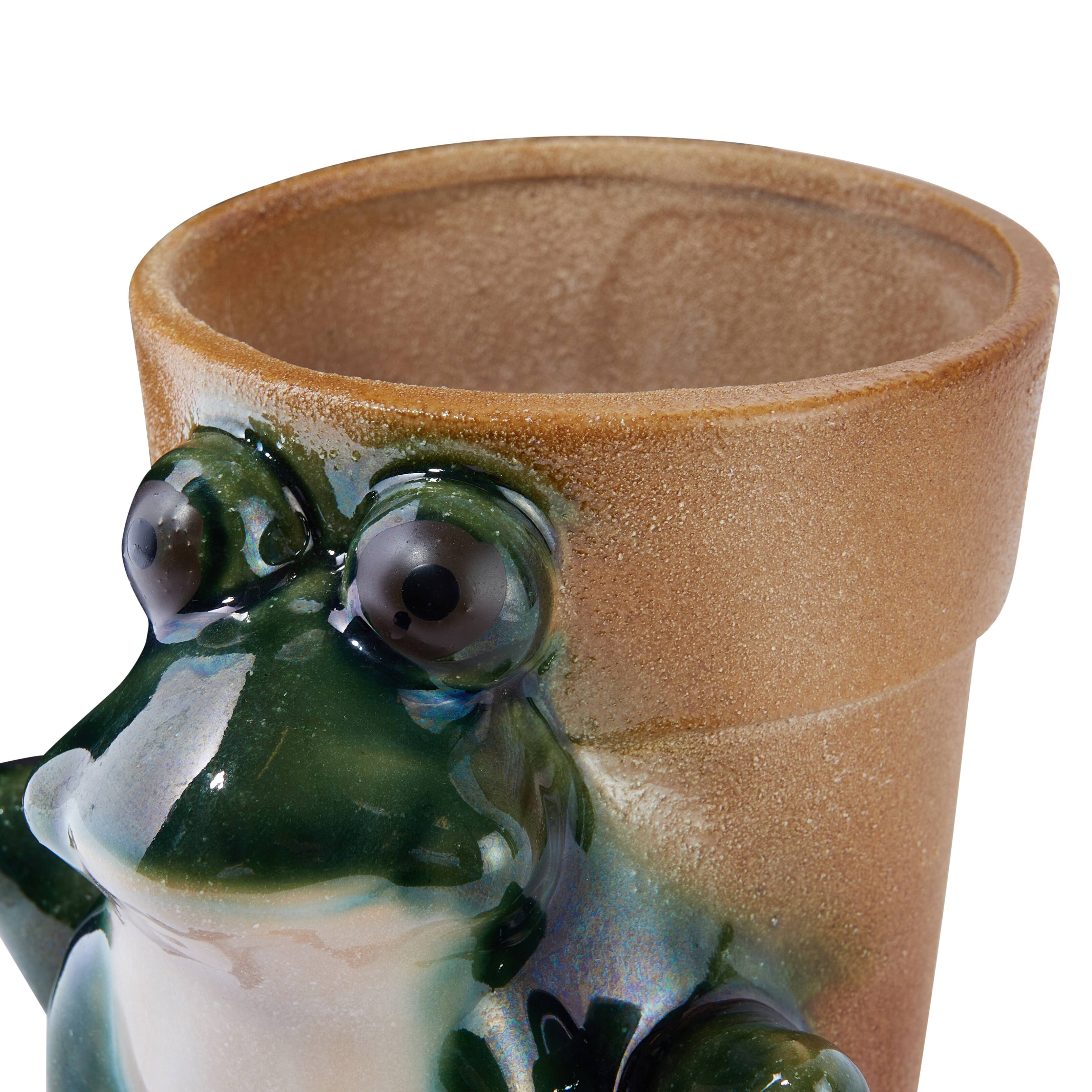 Hello Honey&#xAE; 5.5&#x22; Green Stoneware Frog Planter