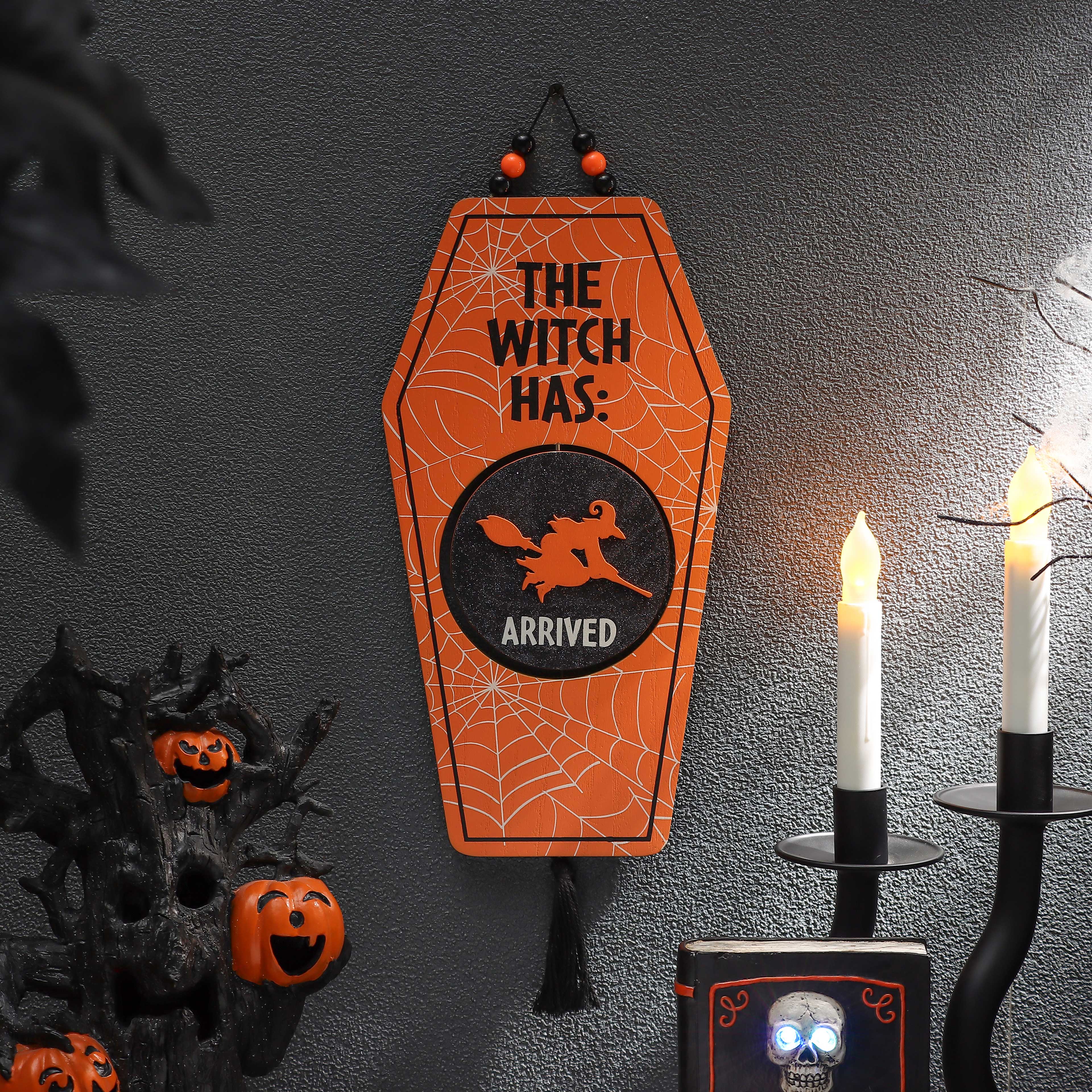 17.5&#x22; Hanging Reversible Witch Coffin Sign by Ashland&#xAE;