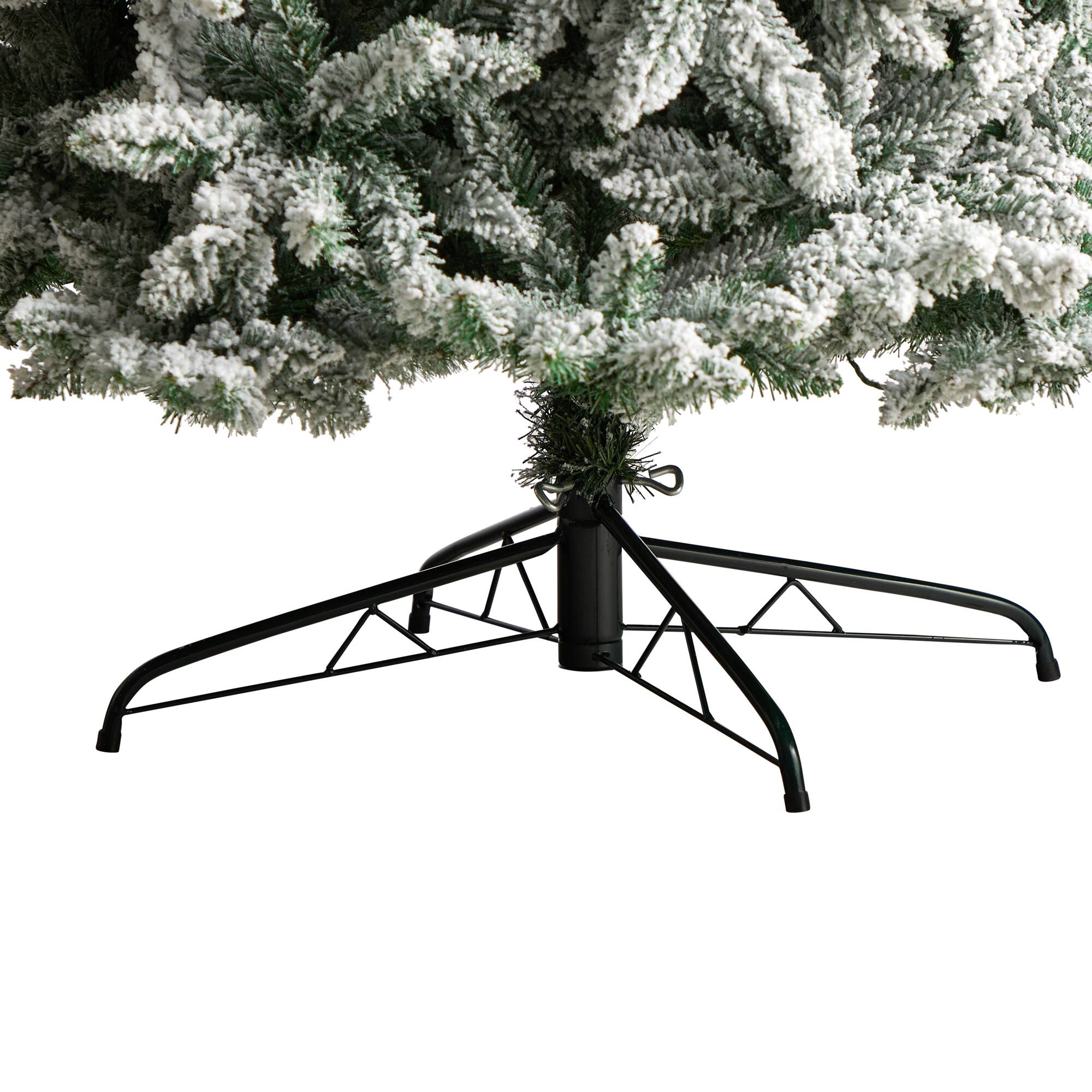 10ft. Pre-Lit Slim Flocked Montreal Fir Artificial Christmas Tree, White LED Lights