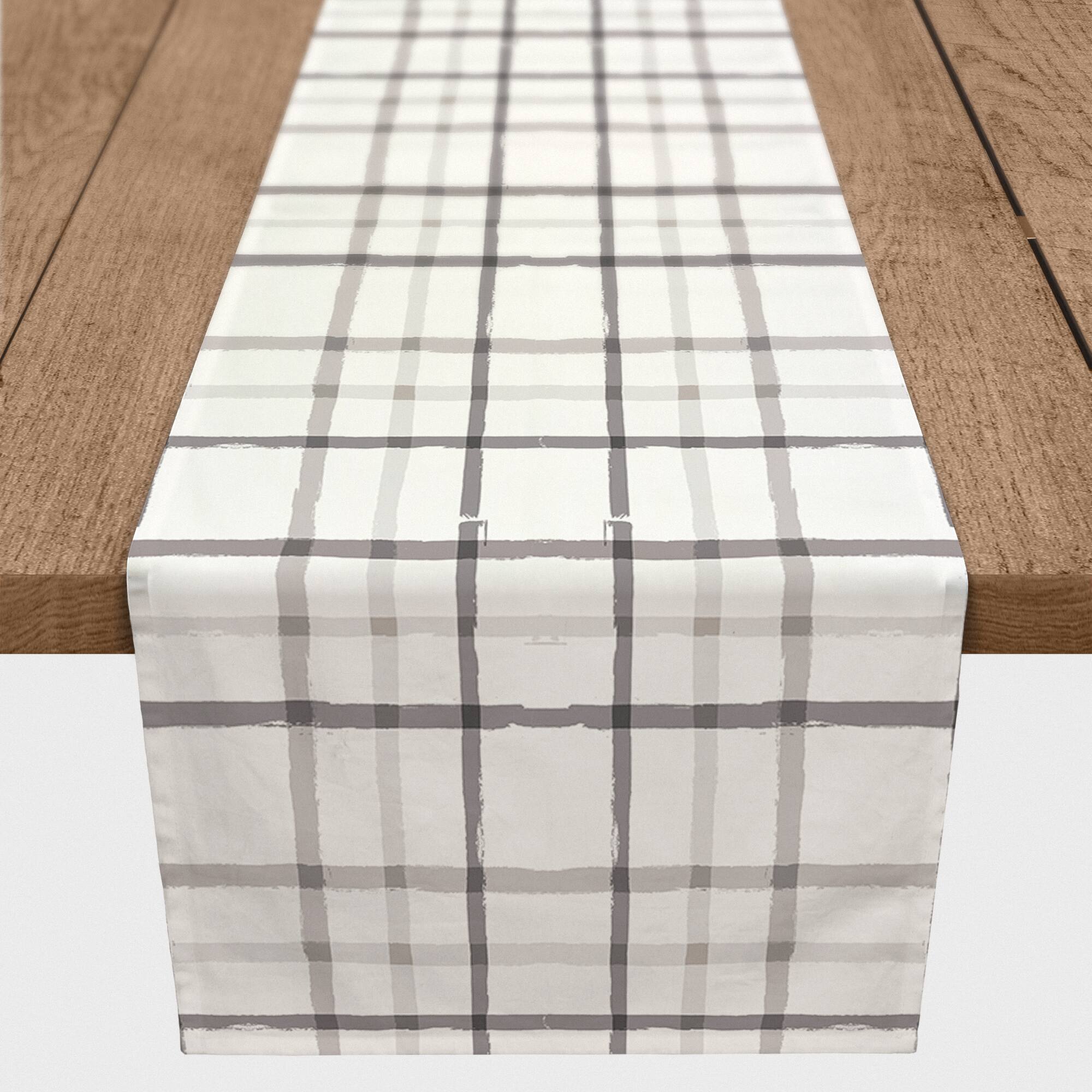 72&#x22; Rough Gray Plaid Table Runner