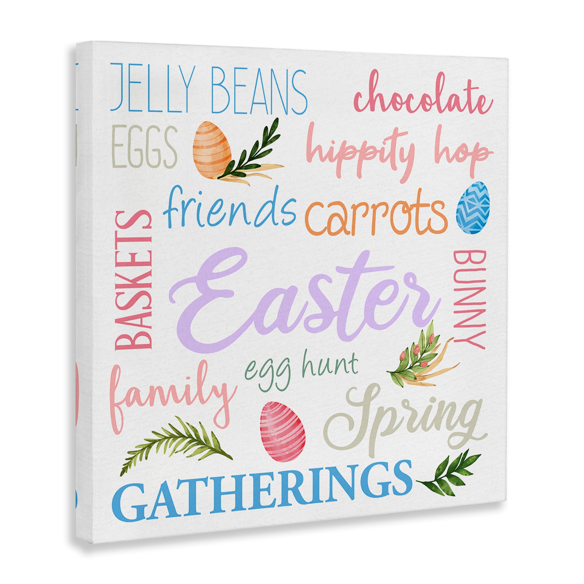 Stupell Industries Festive Easter Activity Sign Patterned Eggs Motif Canvas Wall Art