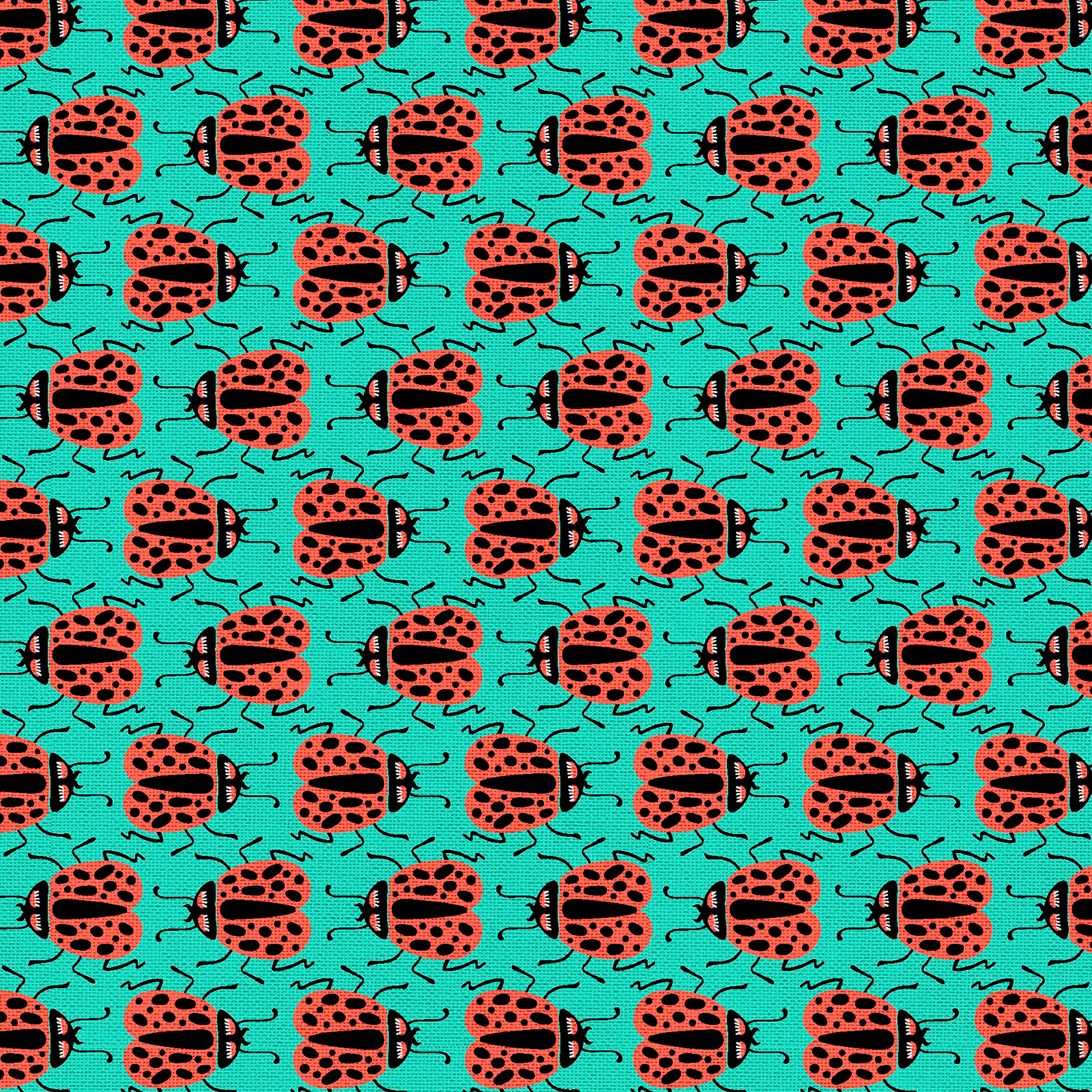 Fabric Editions Turquoise Ladybug Cotton Fabric