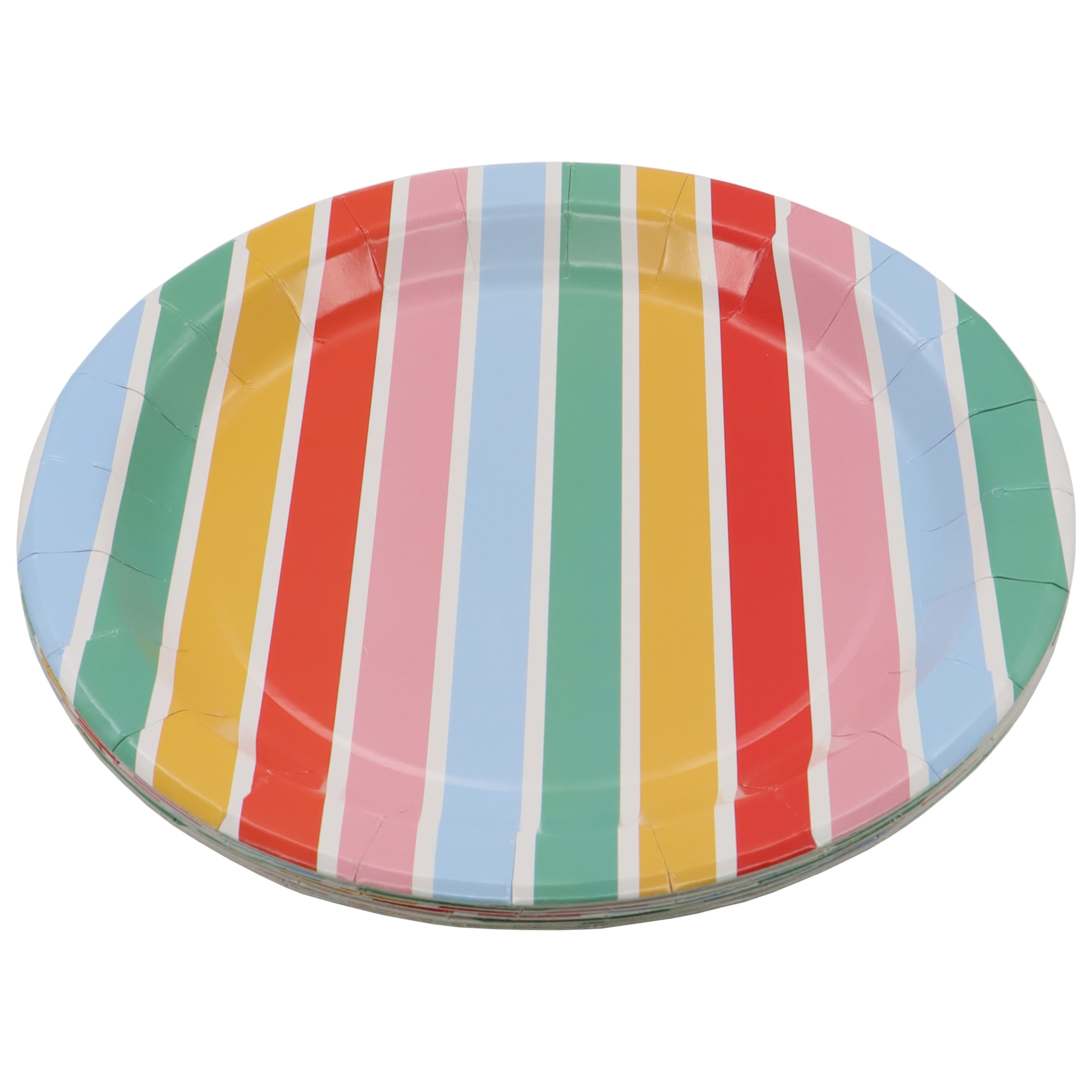 12 Packs: 10 ct. (120 total) 9" Multicolor Stripe Paper Plates by Celebrate It™