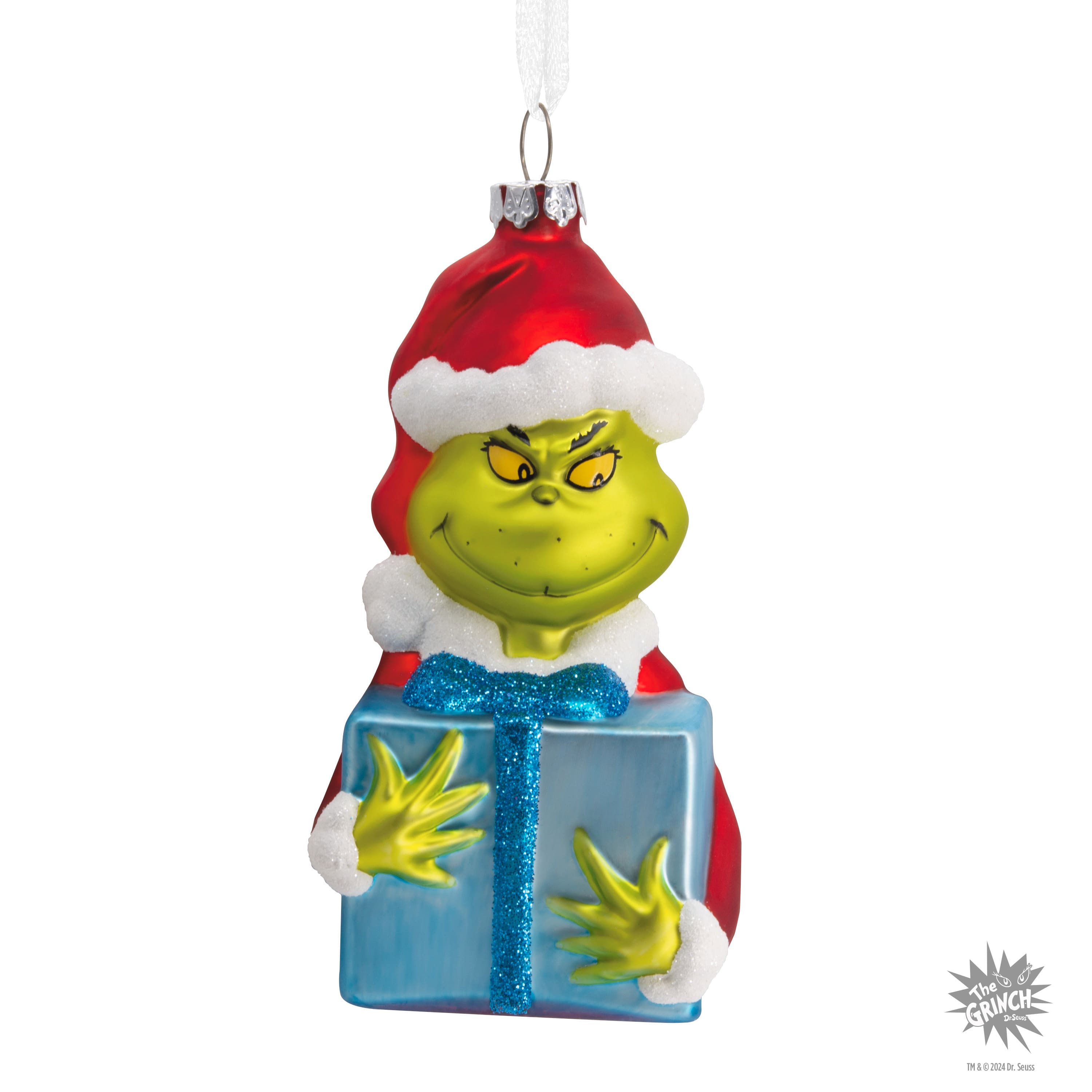 Hallmark Dr. Seuss&#x27;s How the Grinch Stole Christmas&#x2122; 4.5&#x22; Grinch with Present Blown Glass Ornament