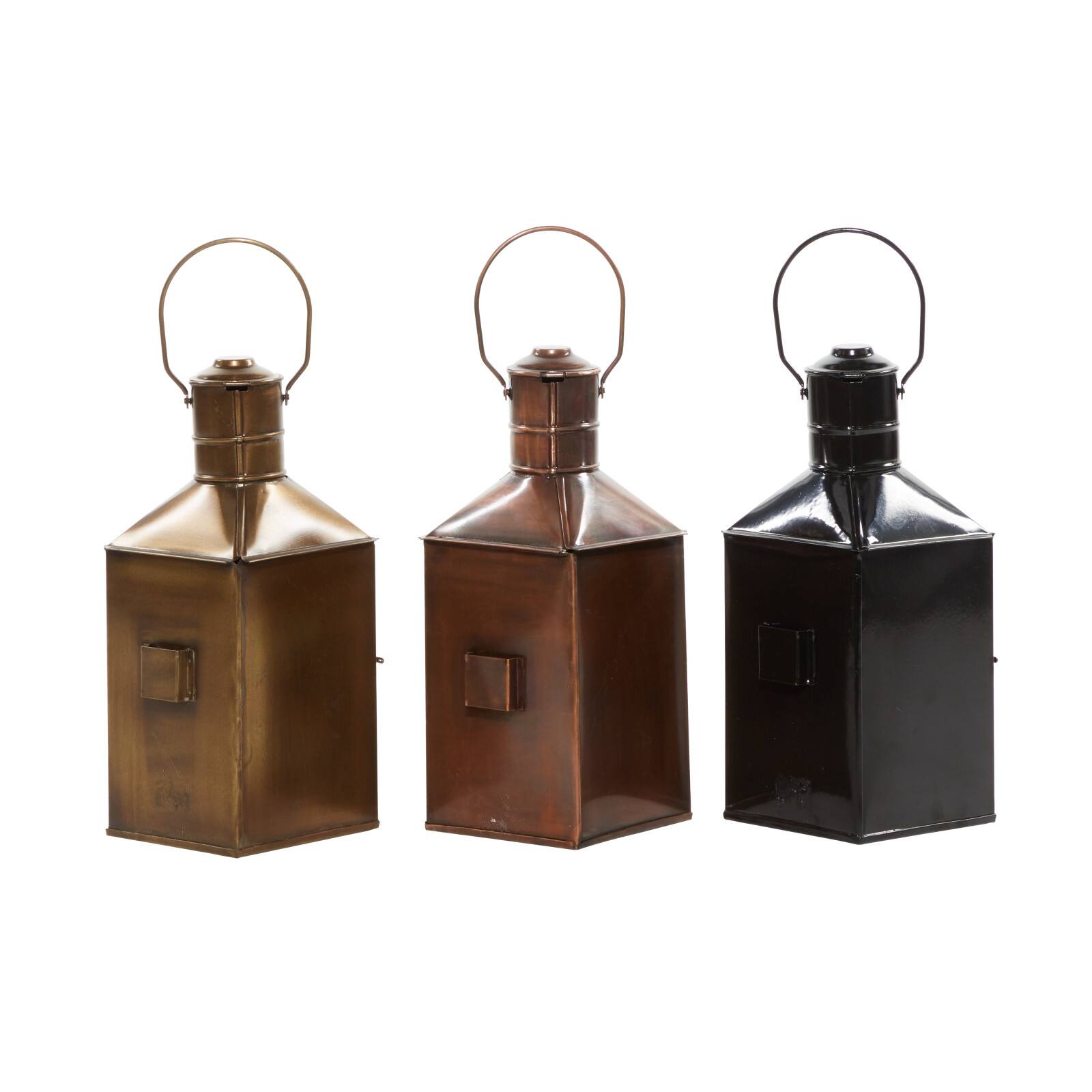 Set of 3&#x22; Multi Colored Metal Rustic Lantern, 5&#x22; x 11&#x22;