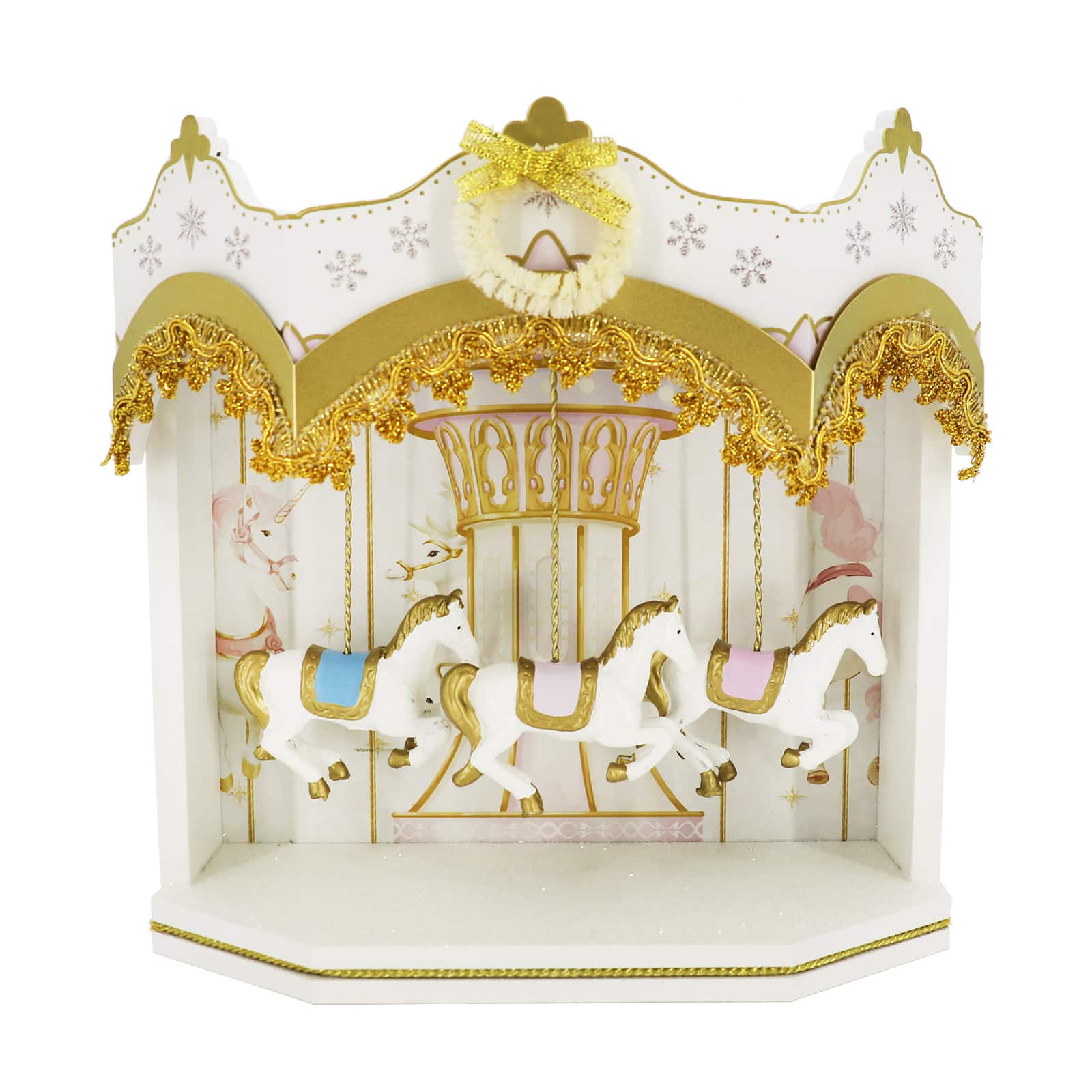 9.5&#x22; White &#x26; Gold Carousel Tabletop D&#xE9;cor by Ashland&#xAE;