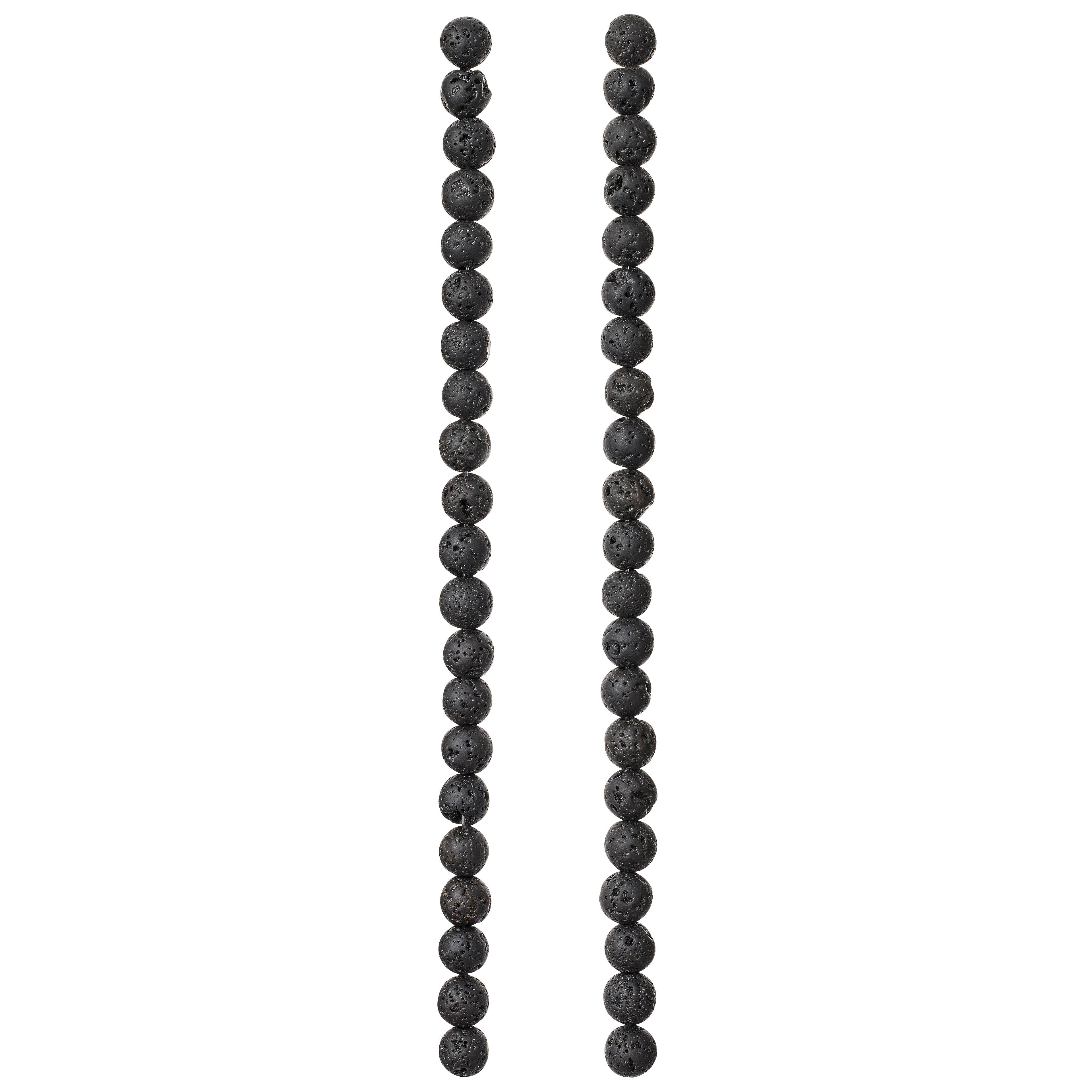 12 Pack: Black Lava Round Beads, 6mm by Bead Landing™