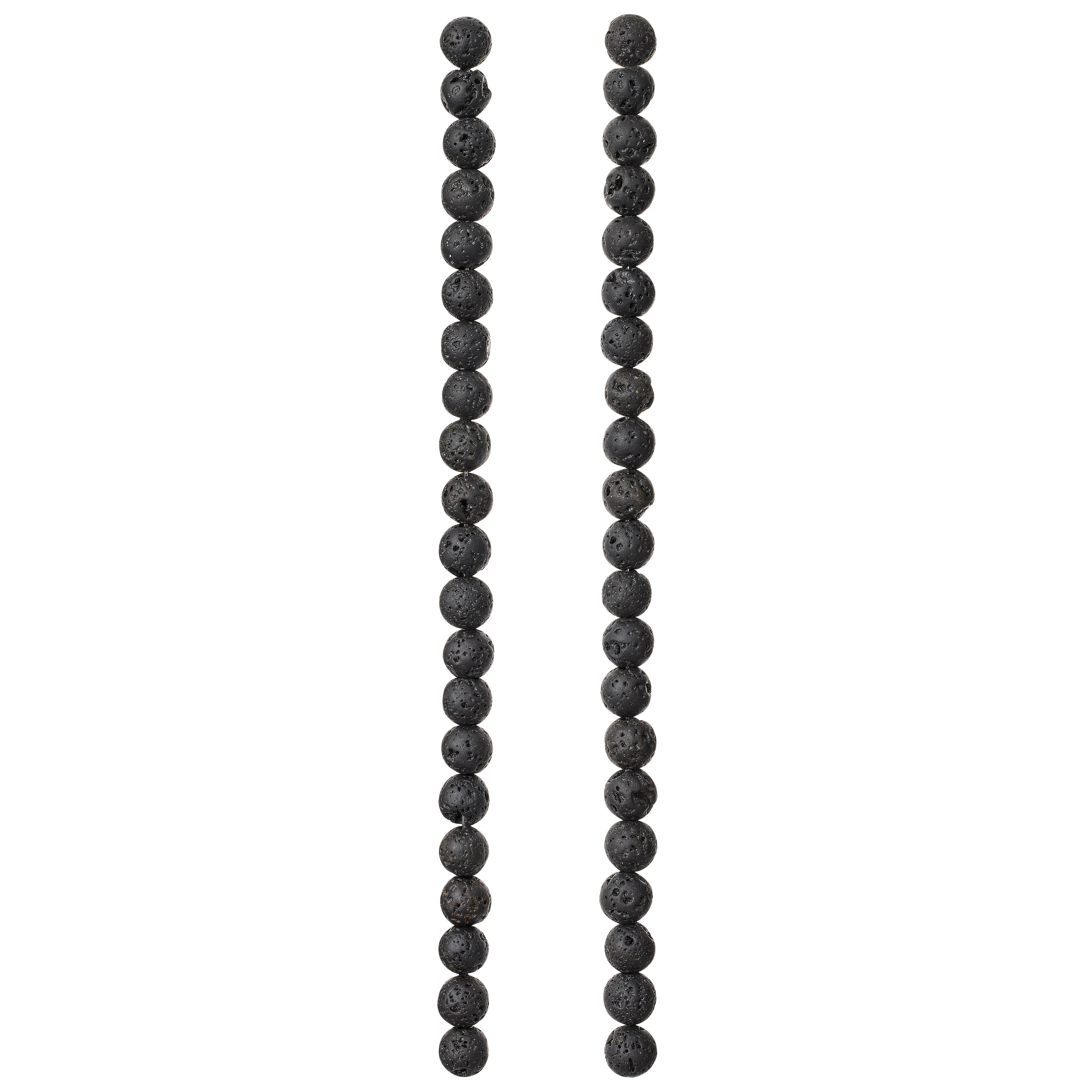 12 Pack: Black Lava Round Beads, 6mm by Bead Landing&#x2122;