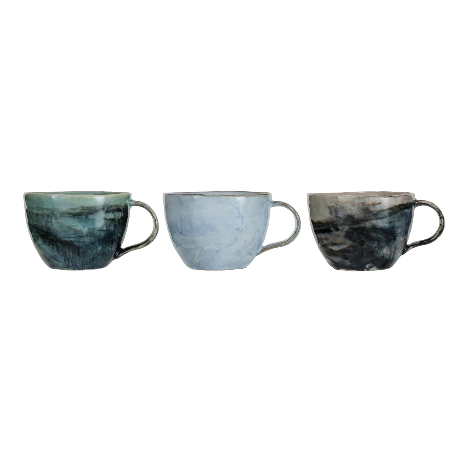 3&#x22; Multicolor Stoneware Mugs with Marble Finish, 3ct.