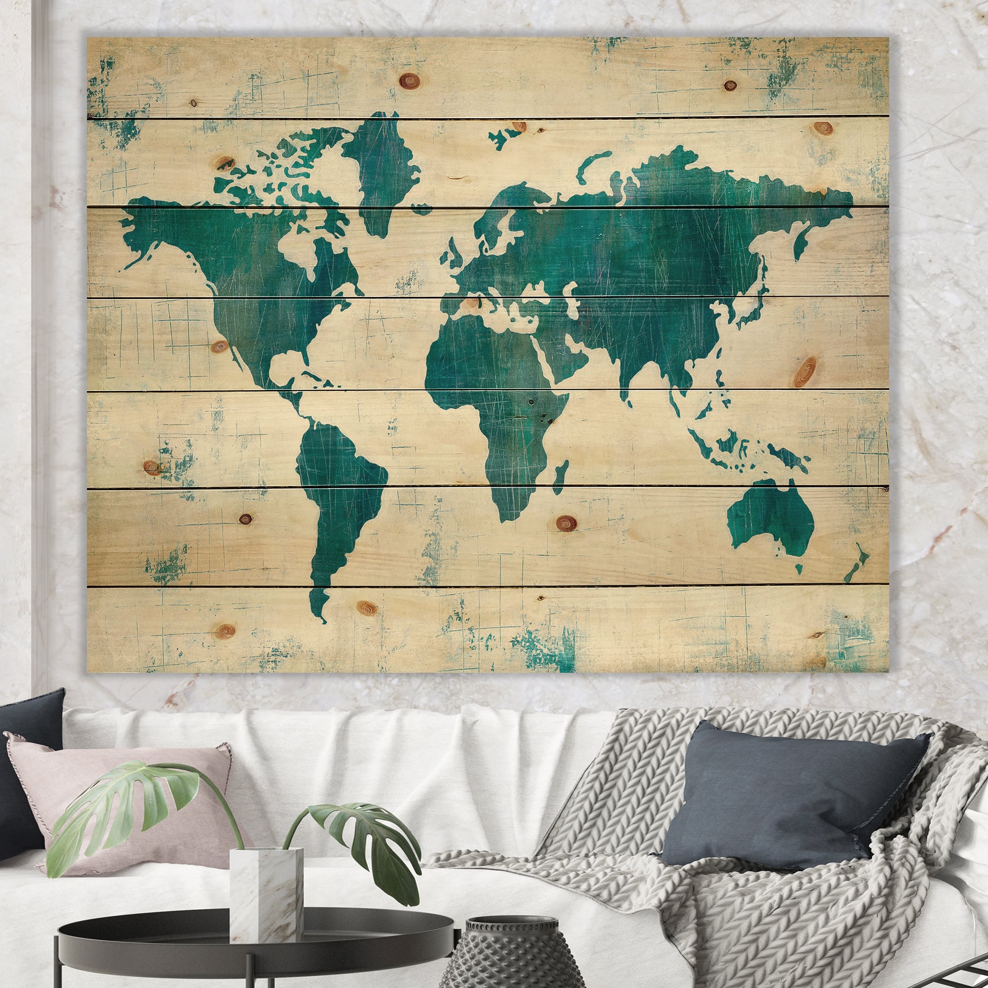 Designart - Discover the World Map in Blue