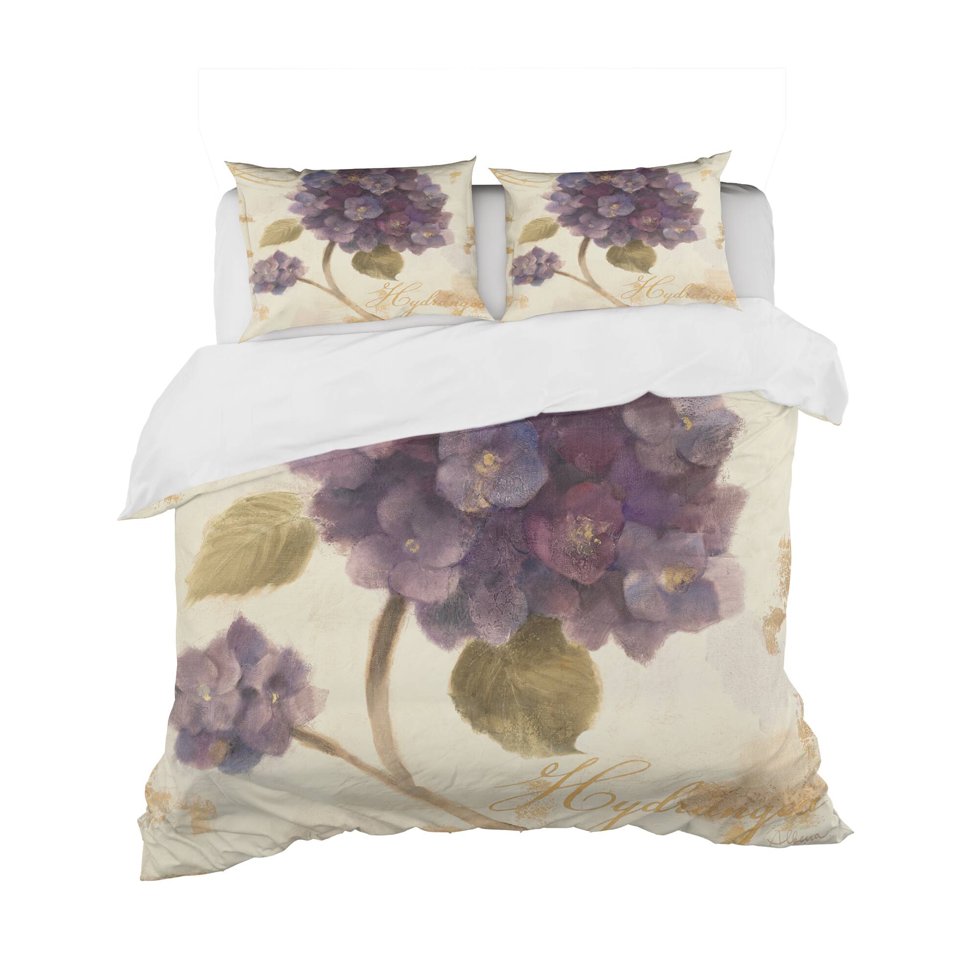 Designart 'Abundant Hydrangea Flower II' Cottage Bedding Set - Duvet Cover & Shams