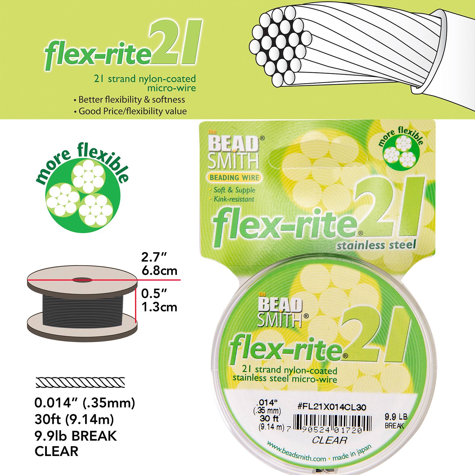 Flex-Rite&#xAE; 0.014&#x22; Clear 21 Strand Beading Wire