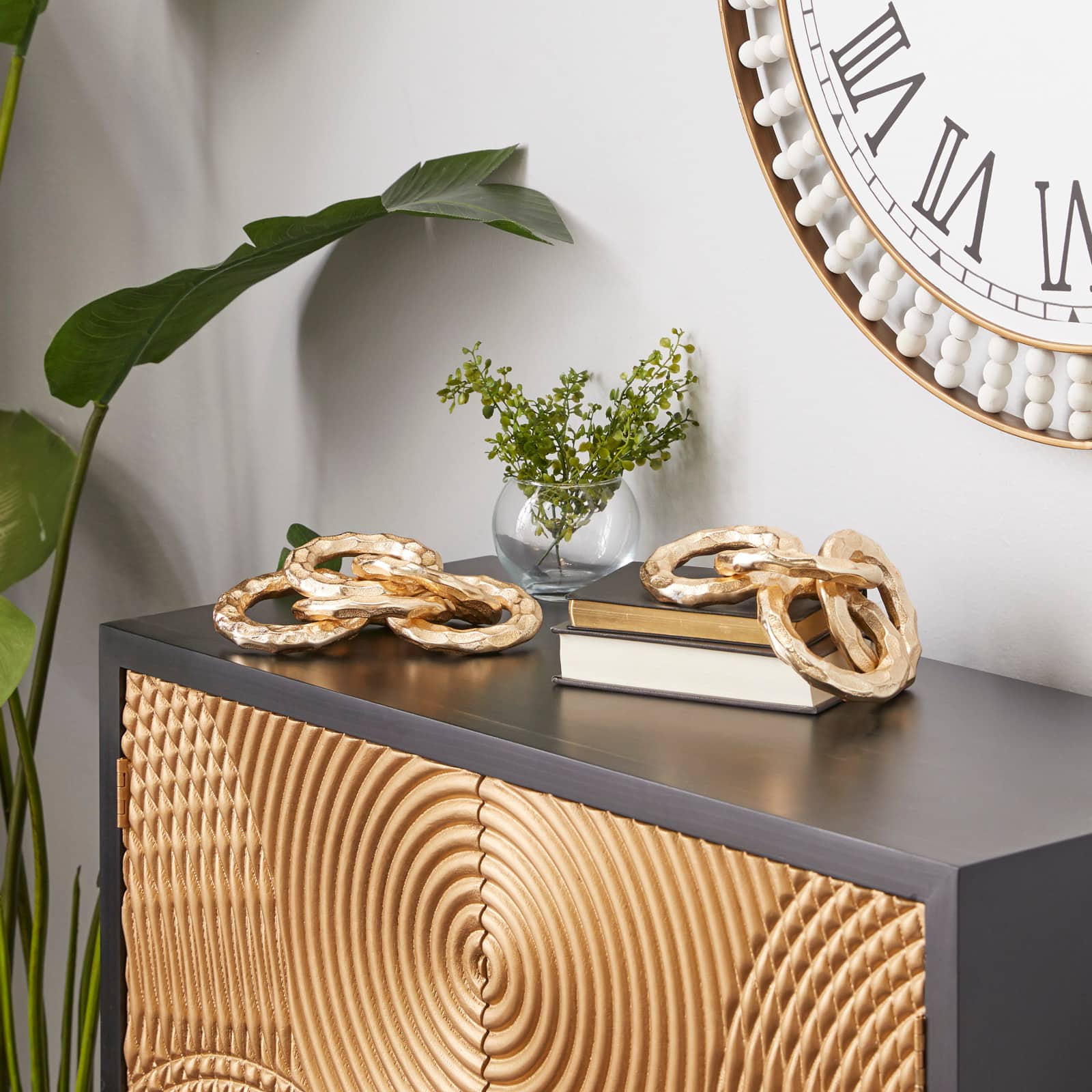 CosmoLiving by Cosmopolitan Gold Aluminum Chain Sculpture Set