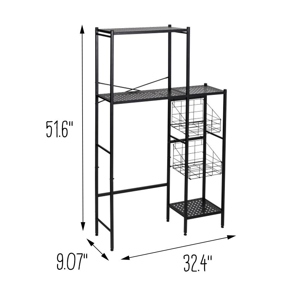 Honey Can Do Reversible Black Bathroom Storage Space Saver