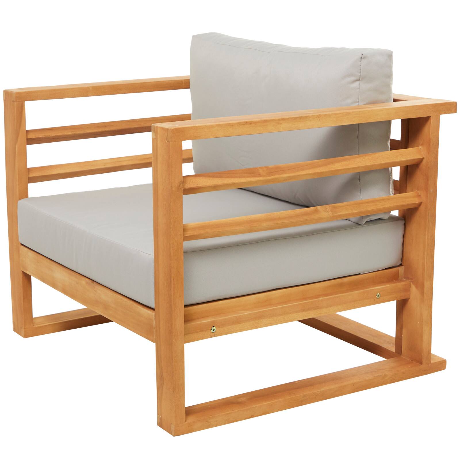 34" Brown Teak Wood Low Profile Outdoor Chair With Cushions Michaels