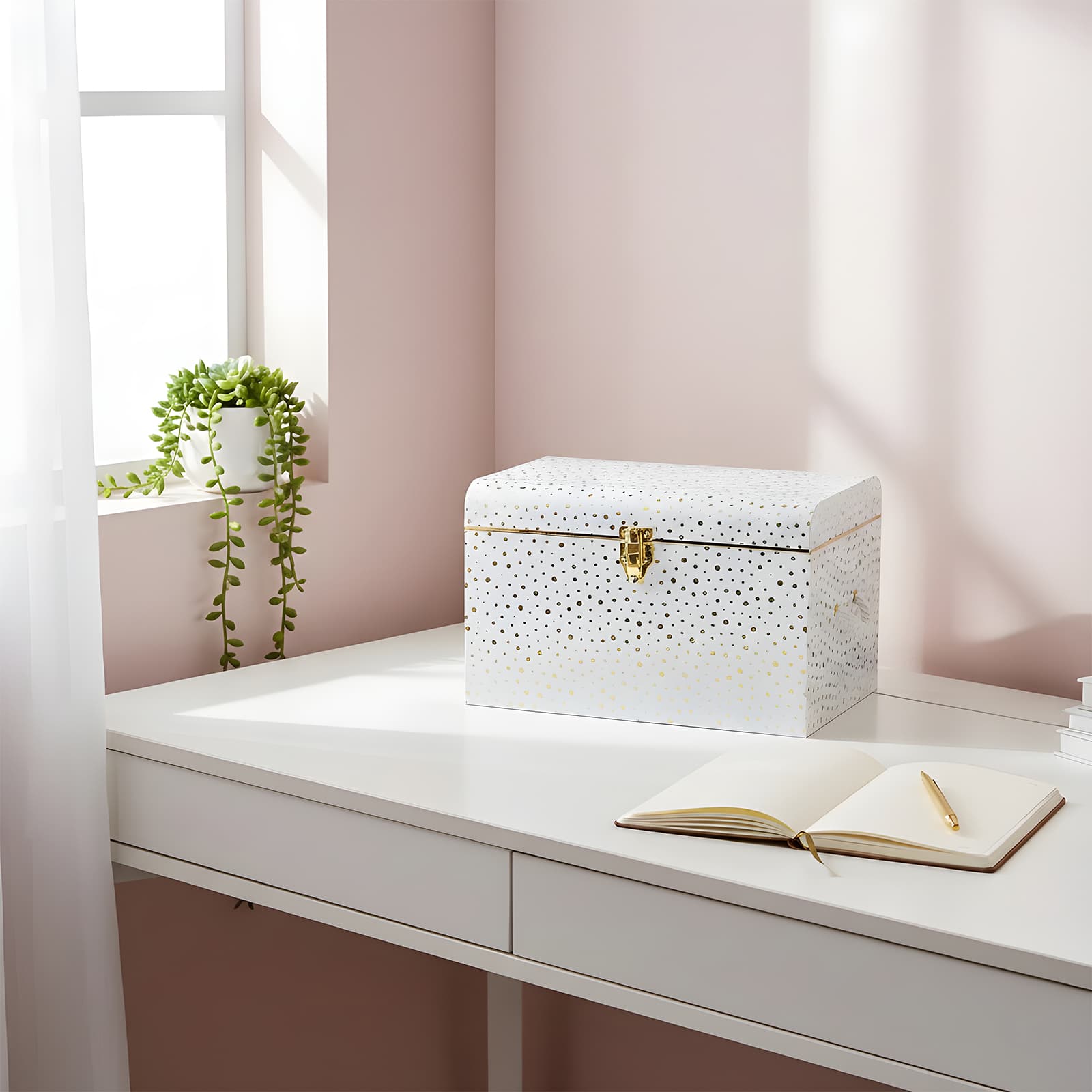 Medium Gold Dots Trunk Box by Ashland® | Michaels