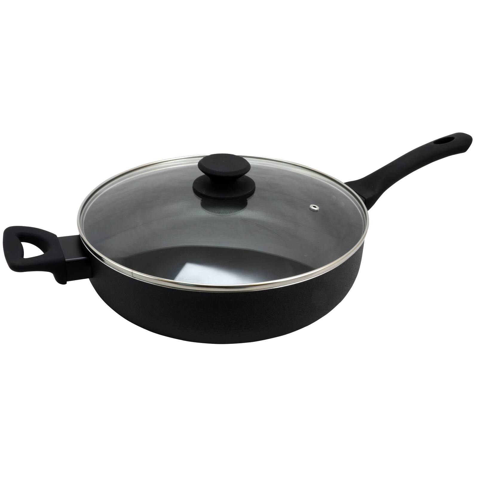 Oster Ashford 5qt. Black Aluminum Sauté Pan With Tempered Glass Lid