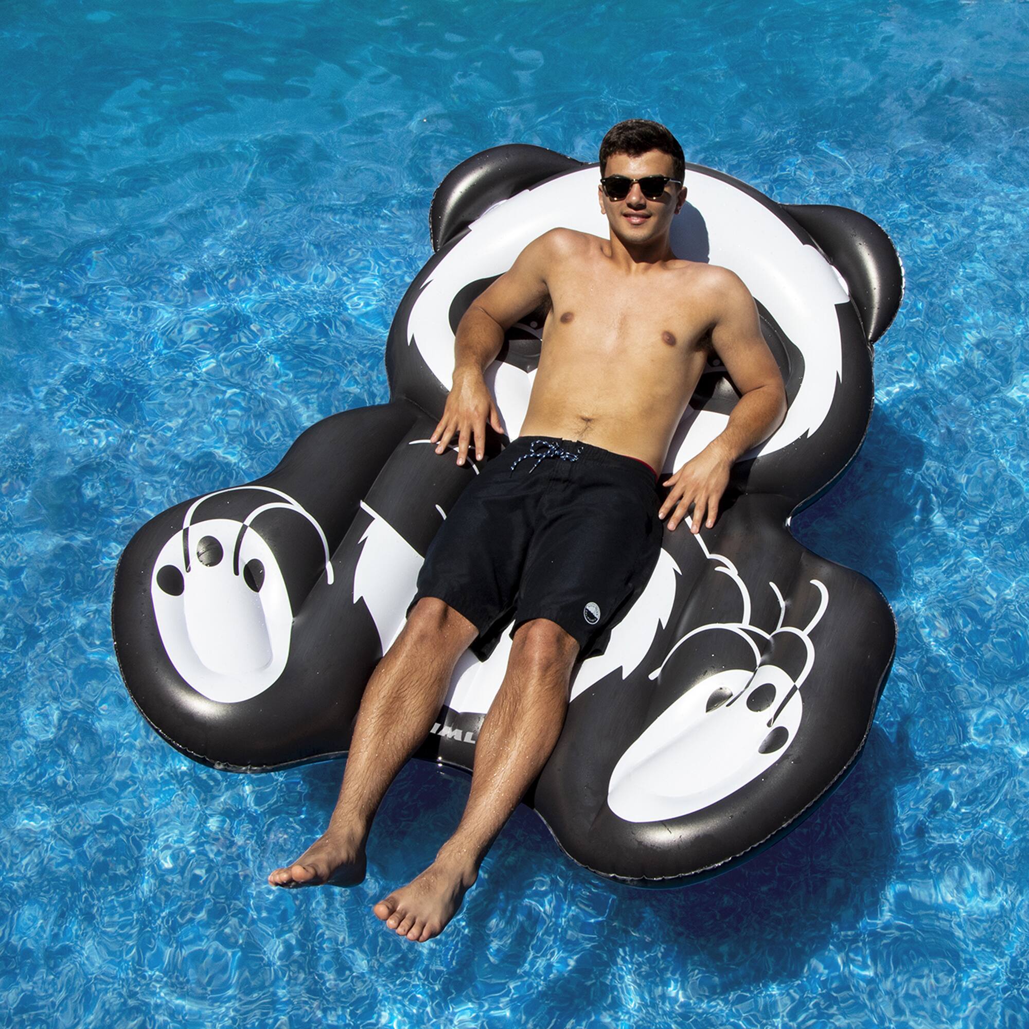 Swimline 71&#x22; Inflatable Black &#x26; White Panda Pool Float