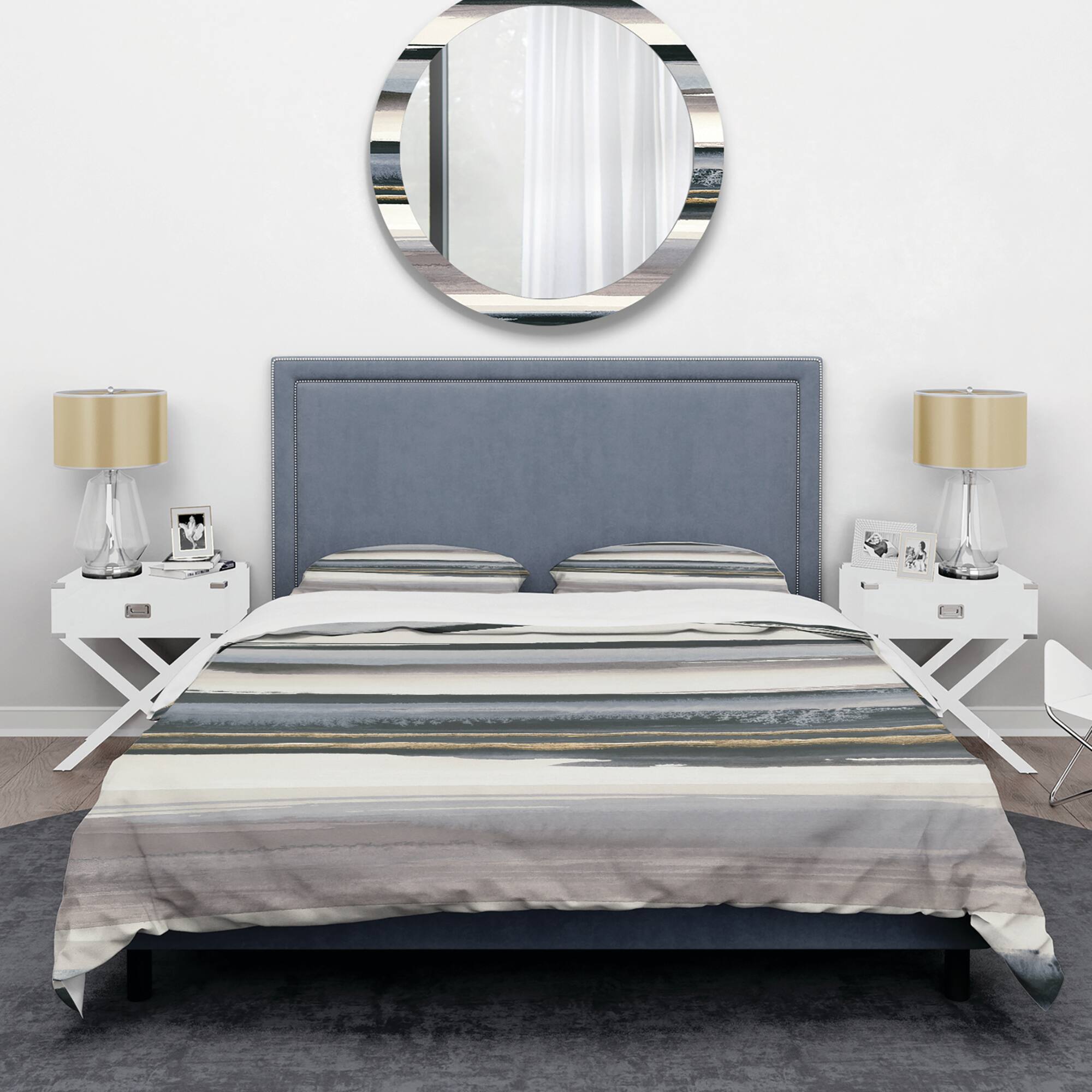 Designart &#x27;Gold Watercolor Amethyst I&#x27; Glam Bedding Set - Duvet Cover &#x26; Shams