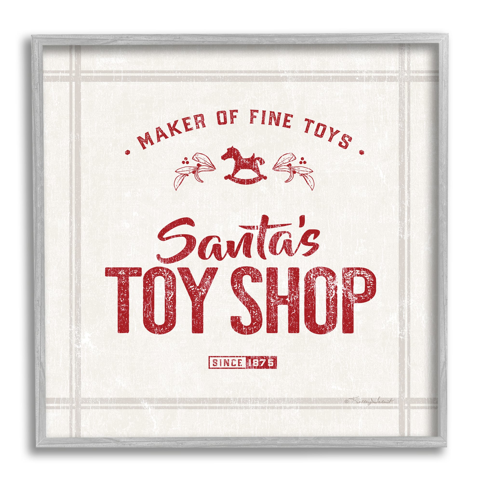 Stupell Industries Santa&#x27;s Toy Shop Vintage Sign Framed Giclee Art
