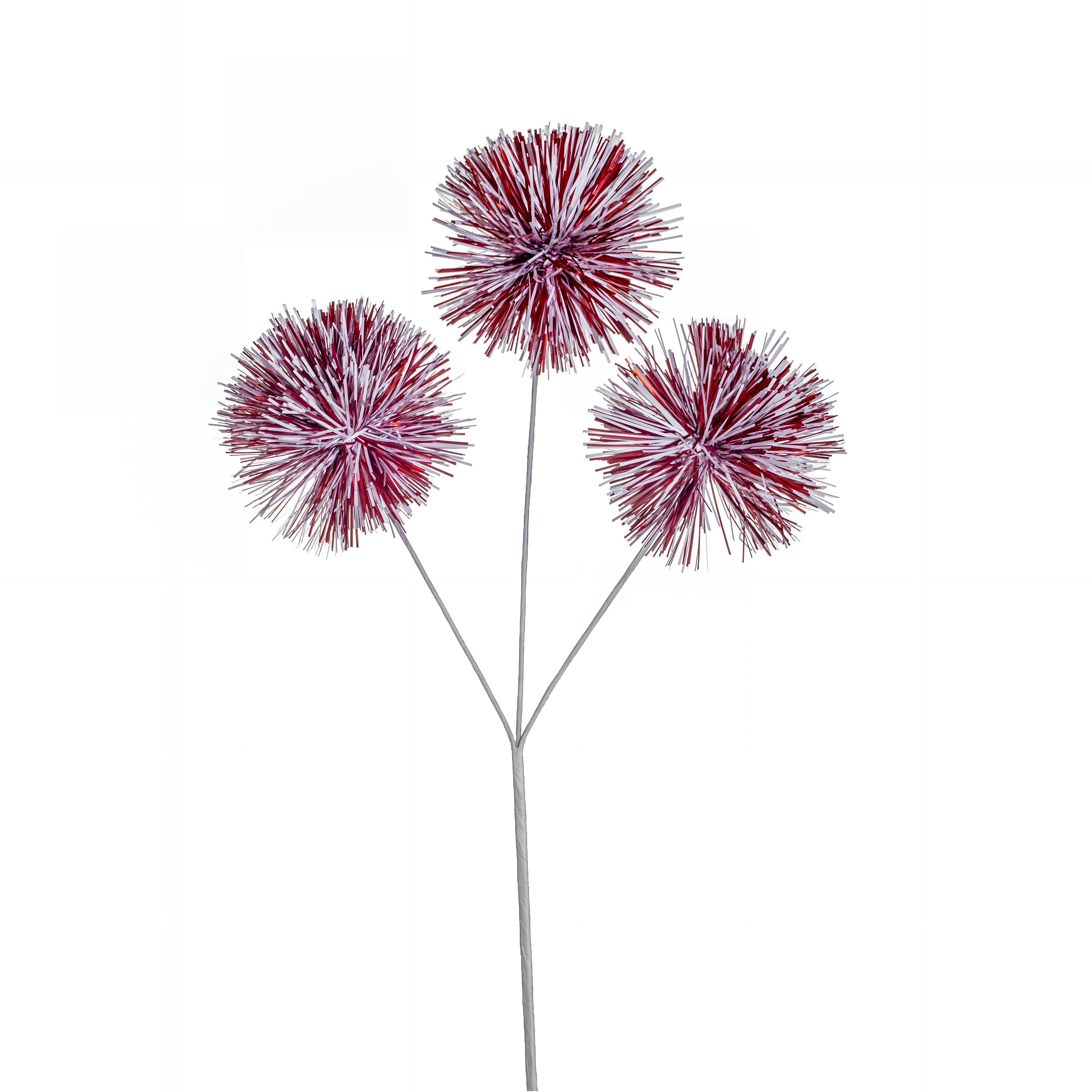 19&#x22; Red &#x26; White Tinsel Pom Pom Pick by Celebrate It&#x2122;