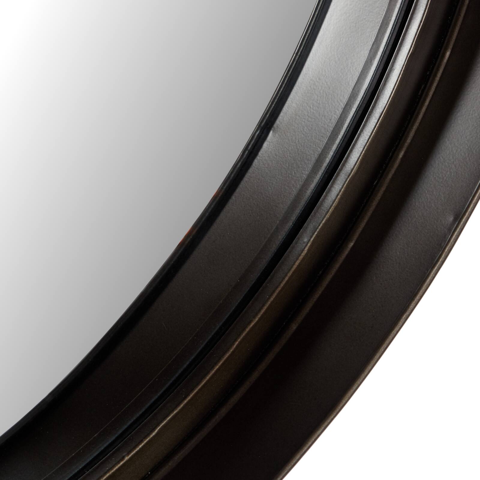 32&#x22; Black &#x26; Brown Metal Modern Wall Mirror