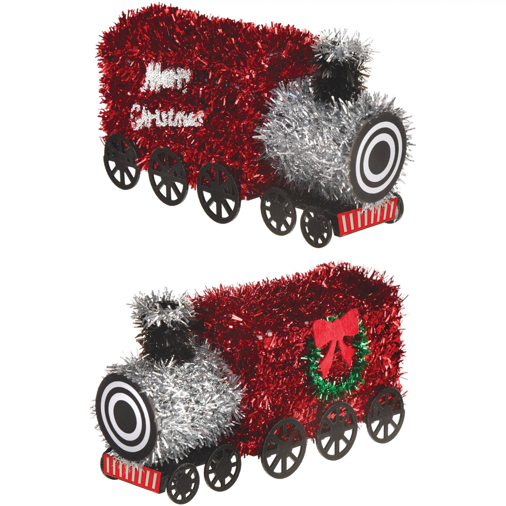 5&#x22; Small 3D Train Tinsel Christmas Decoration, 6ct.